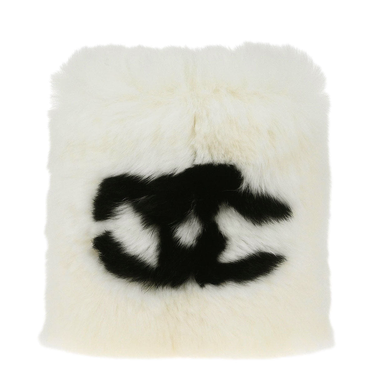 Chanel White Lapin Fur Bracelet Bangle Wristband