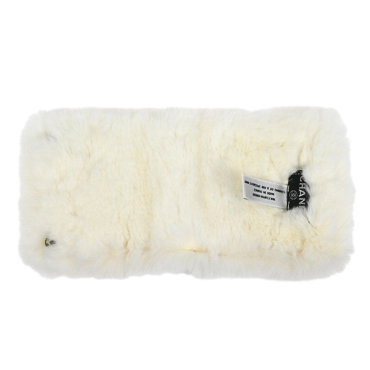 Chanel White Lapin Fur Bracelet Bangle Wristband