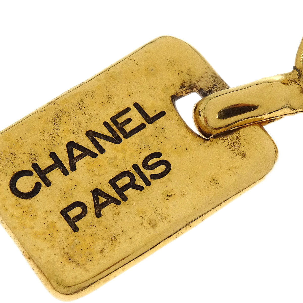 Chanel Dangle Clip - On Earrings Rectangle Rhombus Gold 2448