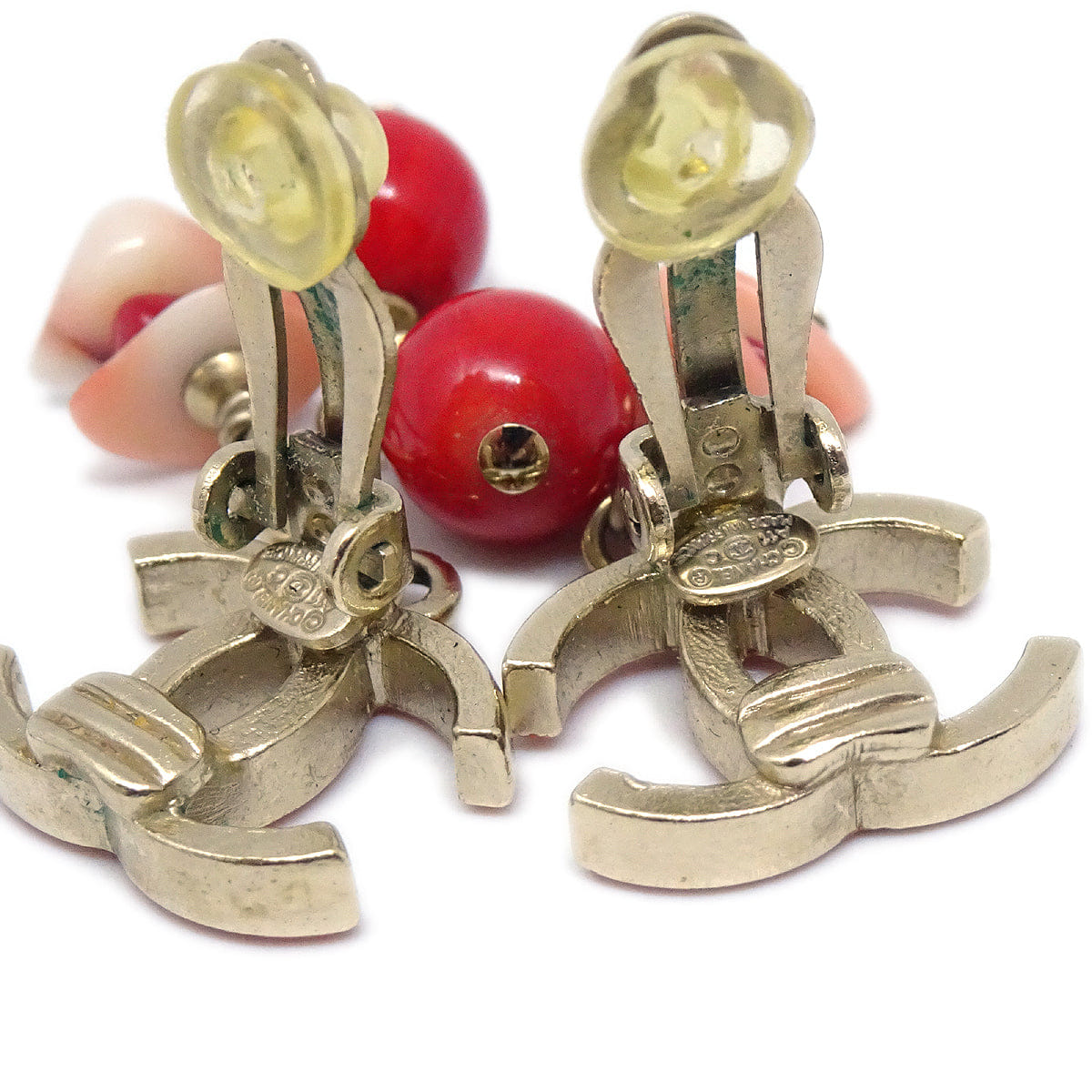 Chanel Dangle Earrings Clip - On Red A11C