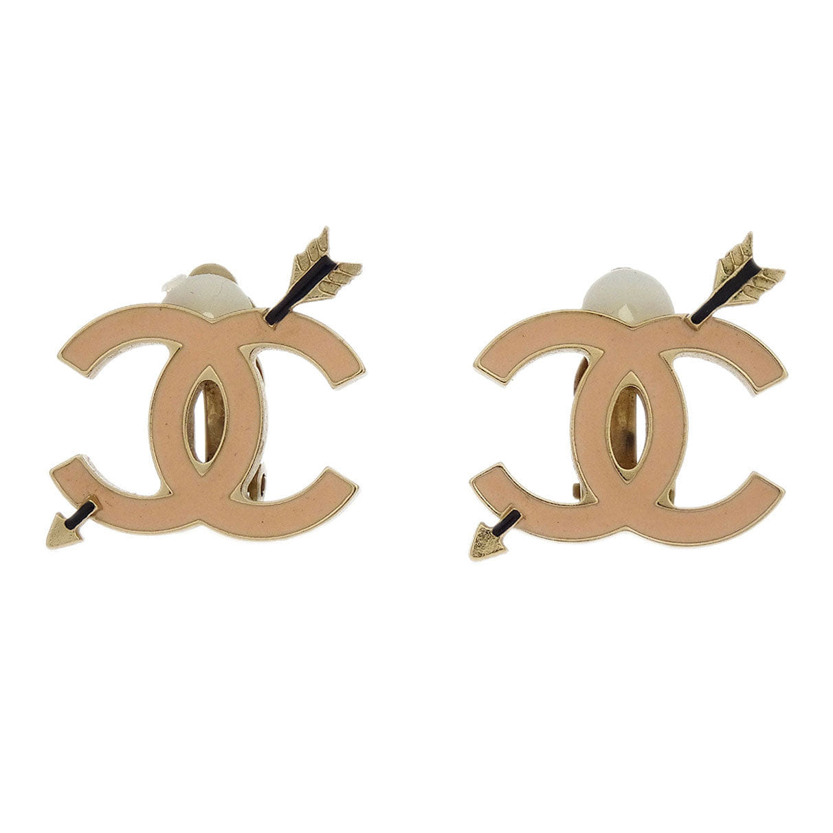 Chanel Gold CC And Arrow Earrings Clip - On 10P