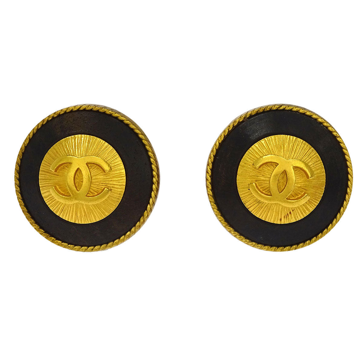 Chanel Gold Button Earrings Clip - On 94P