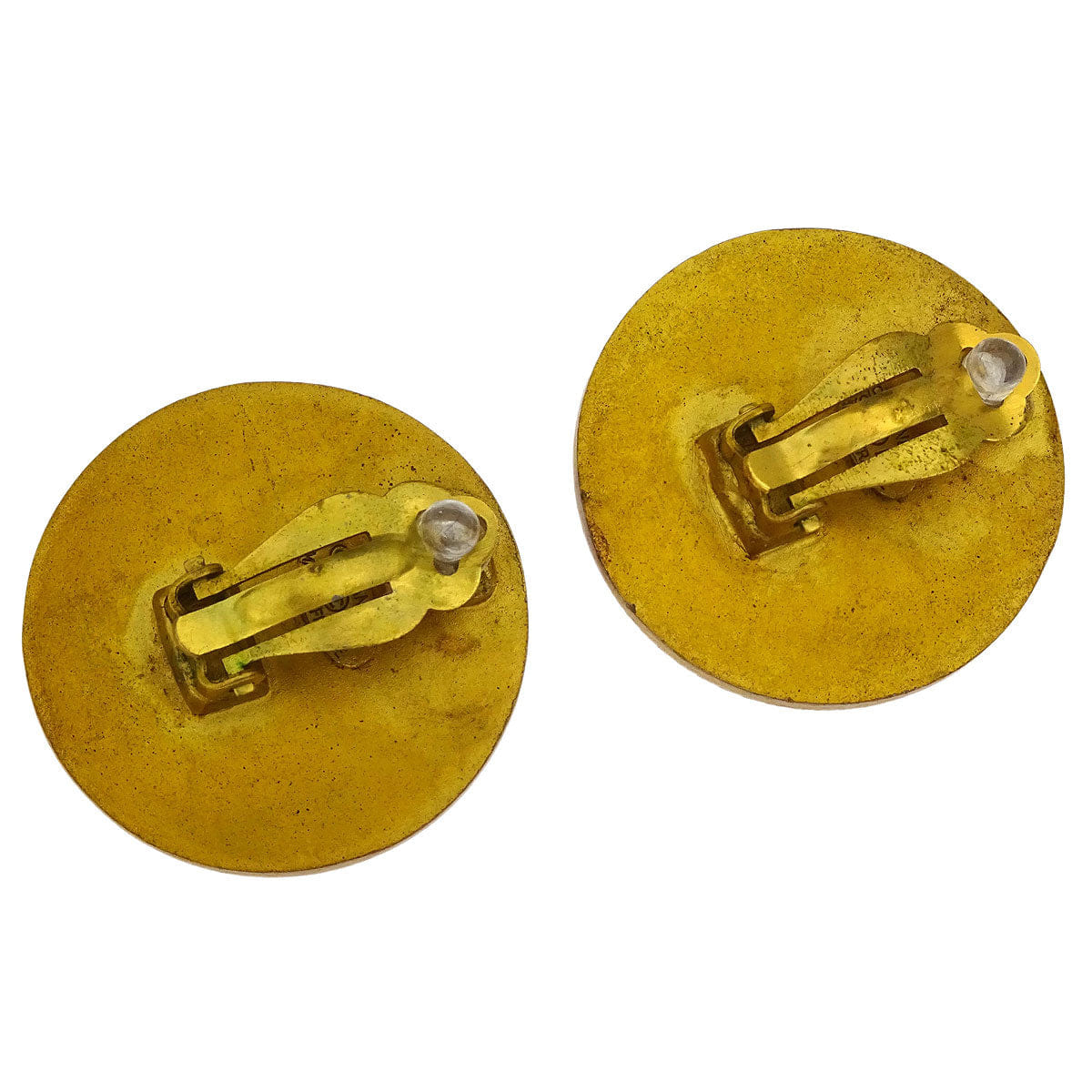 Chanel Gold Button Earrings Clip - On 94P