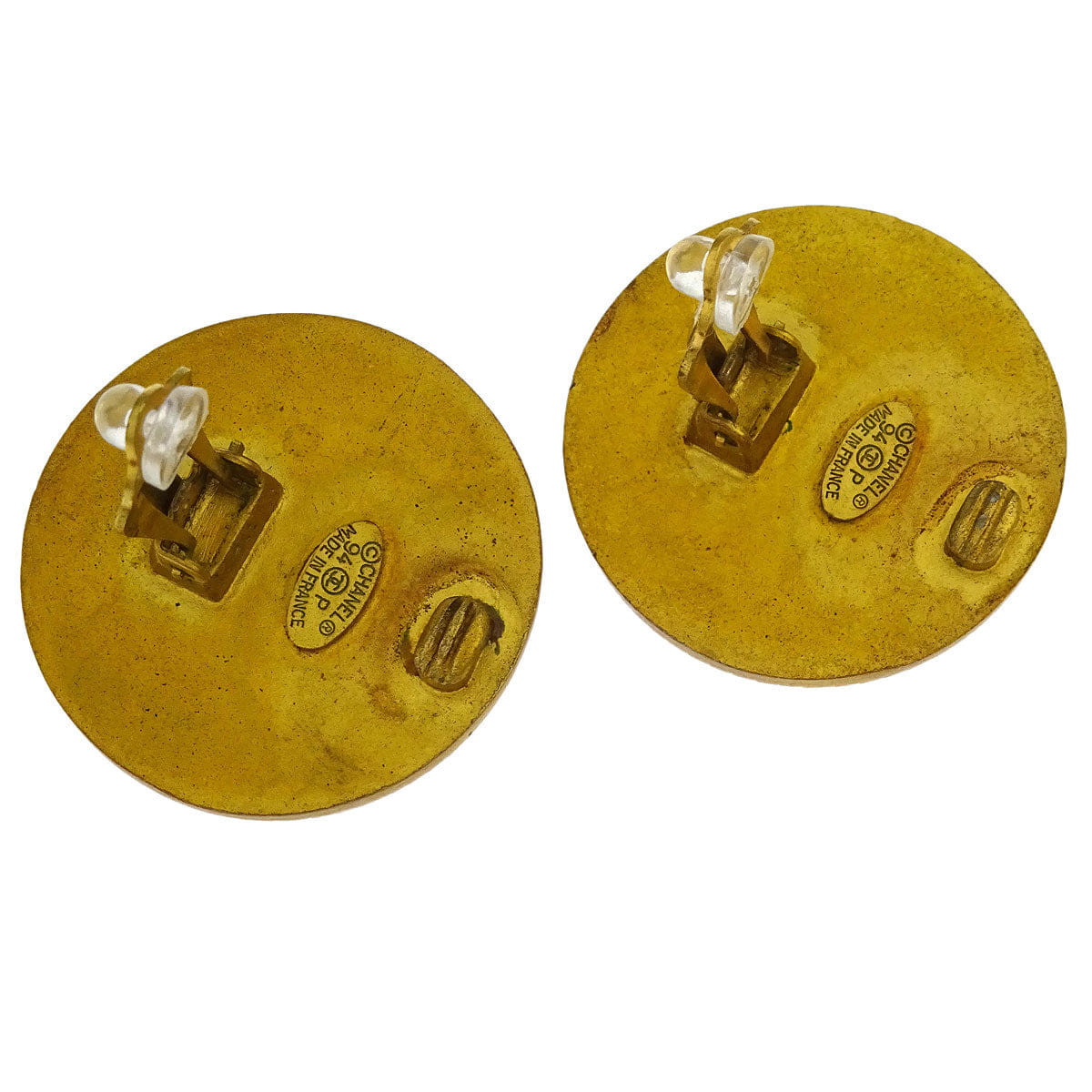 Chanel Gold Button Earrings Clip - On 94P
