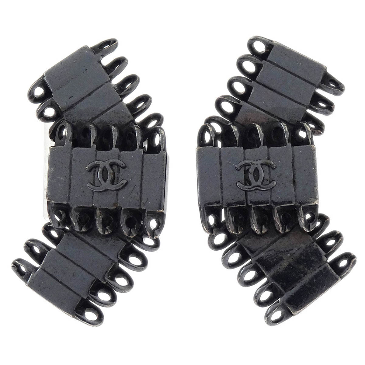 Chanel Earrings Clip - On Silver 98P