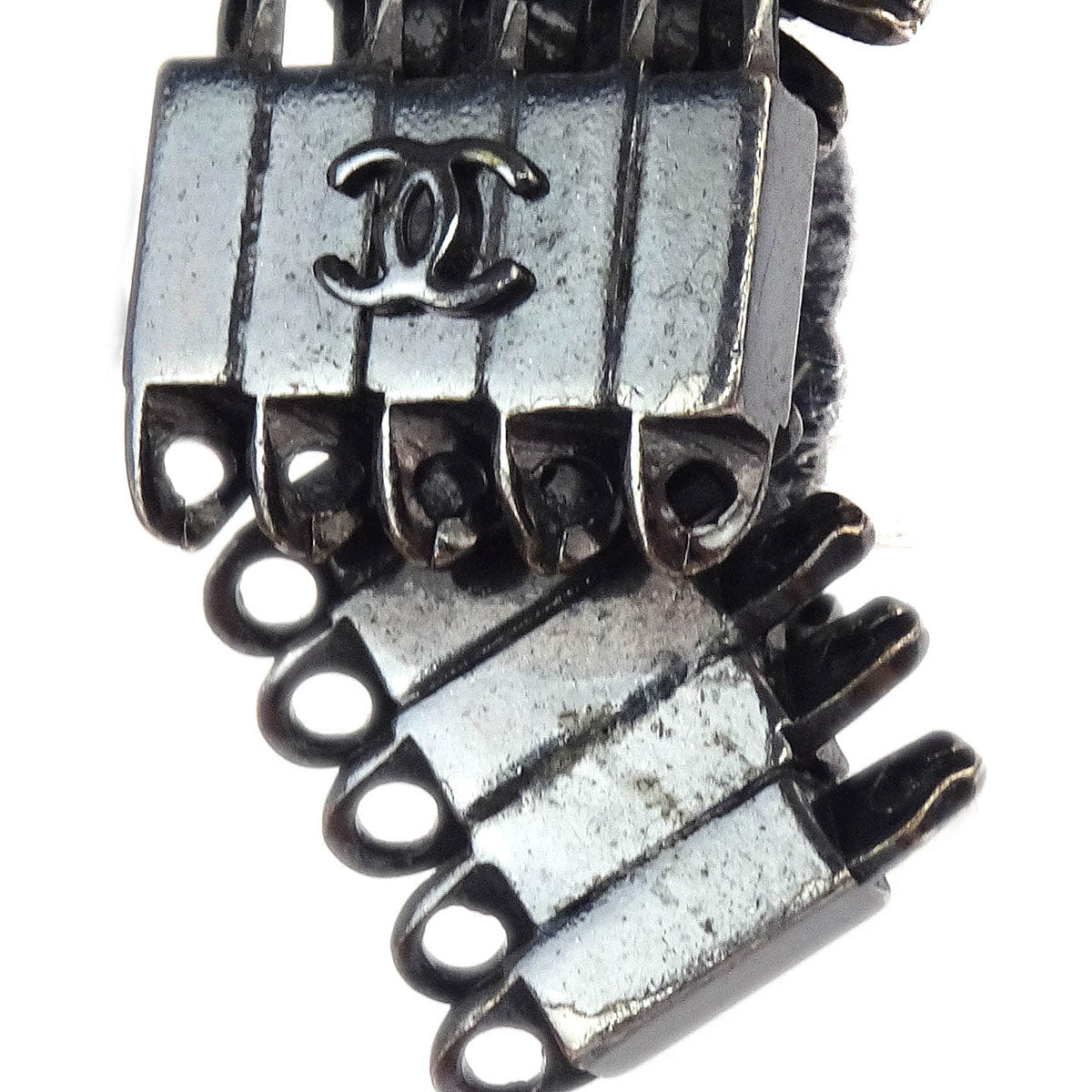 Chanel Earrings Clip - On Silver 98P