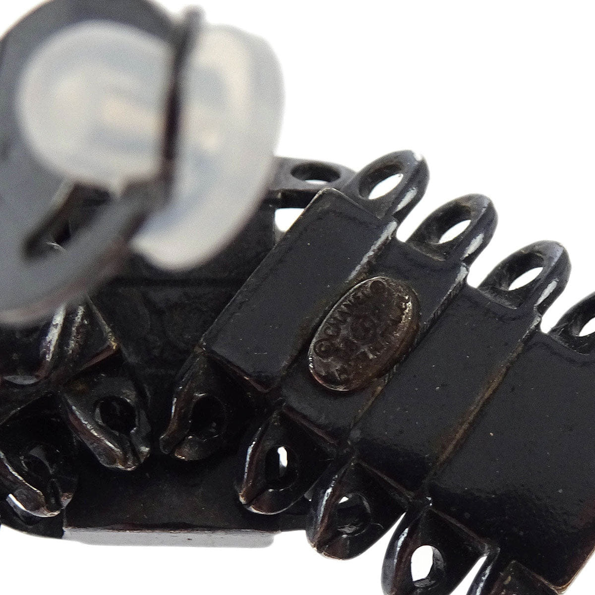 Chanel Earrings Clip - On Silver 98P