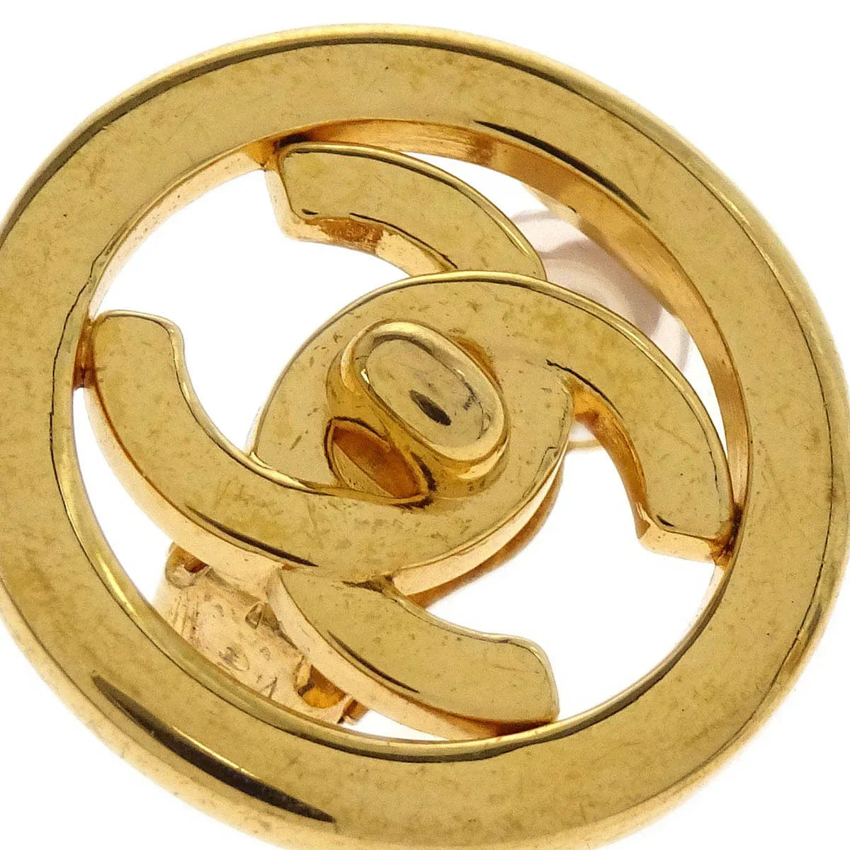 Chanel Turnlock Button Earrings Gold Clip - On 97P