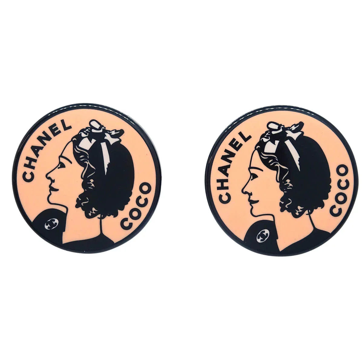 Chanel Button Earrings Clip - On Pink 03P