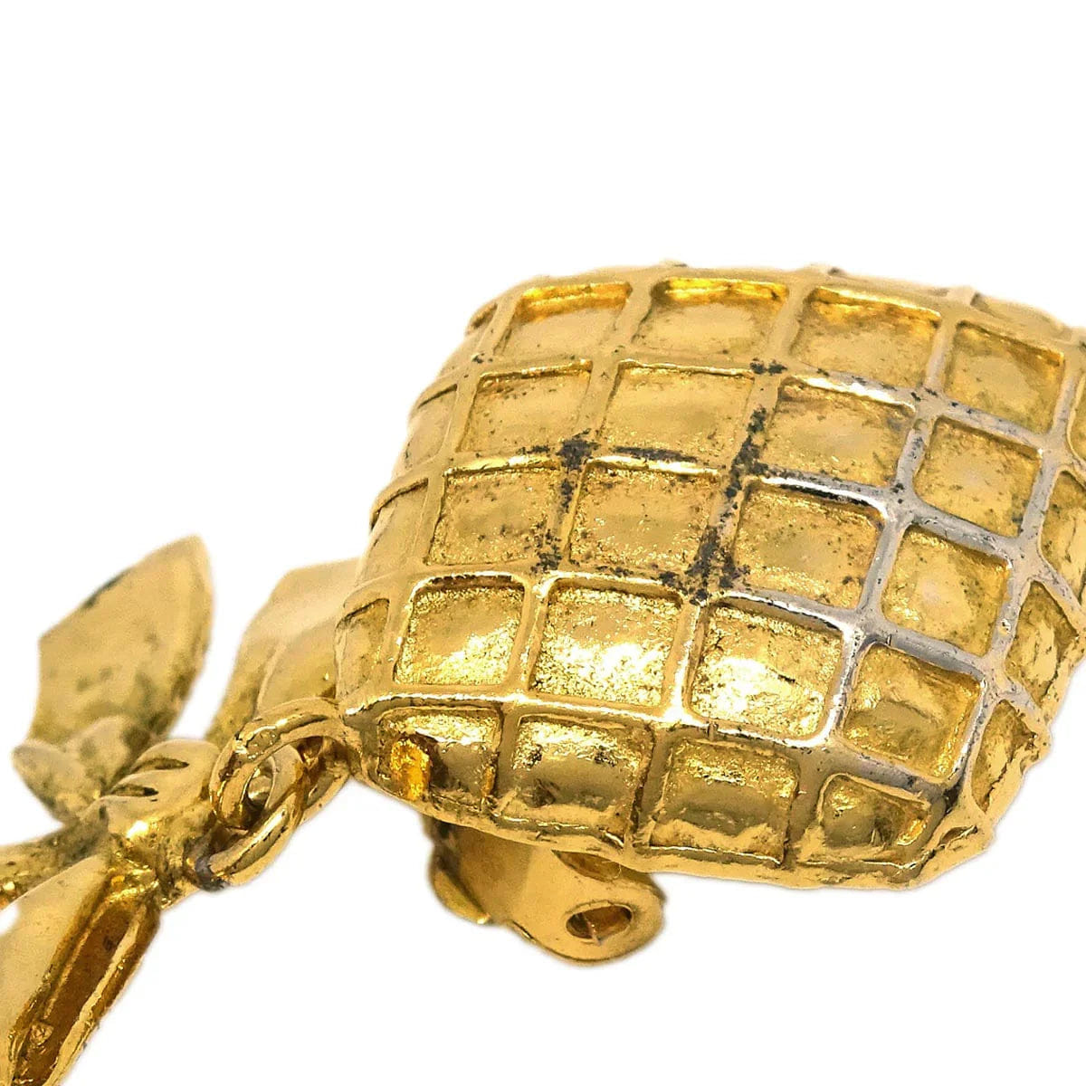 Chanel Gold Bow Rhombus Earrings Clip - On