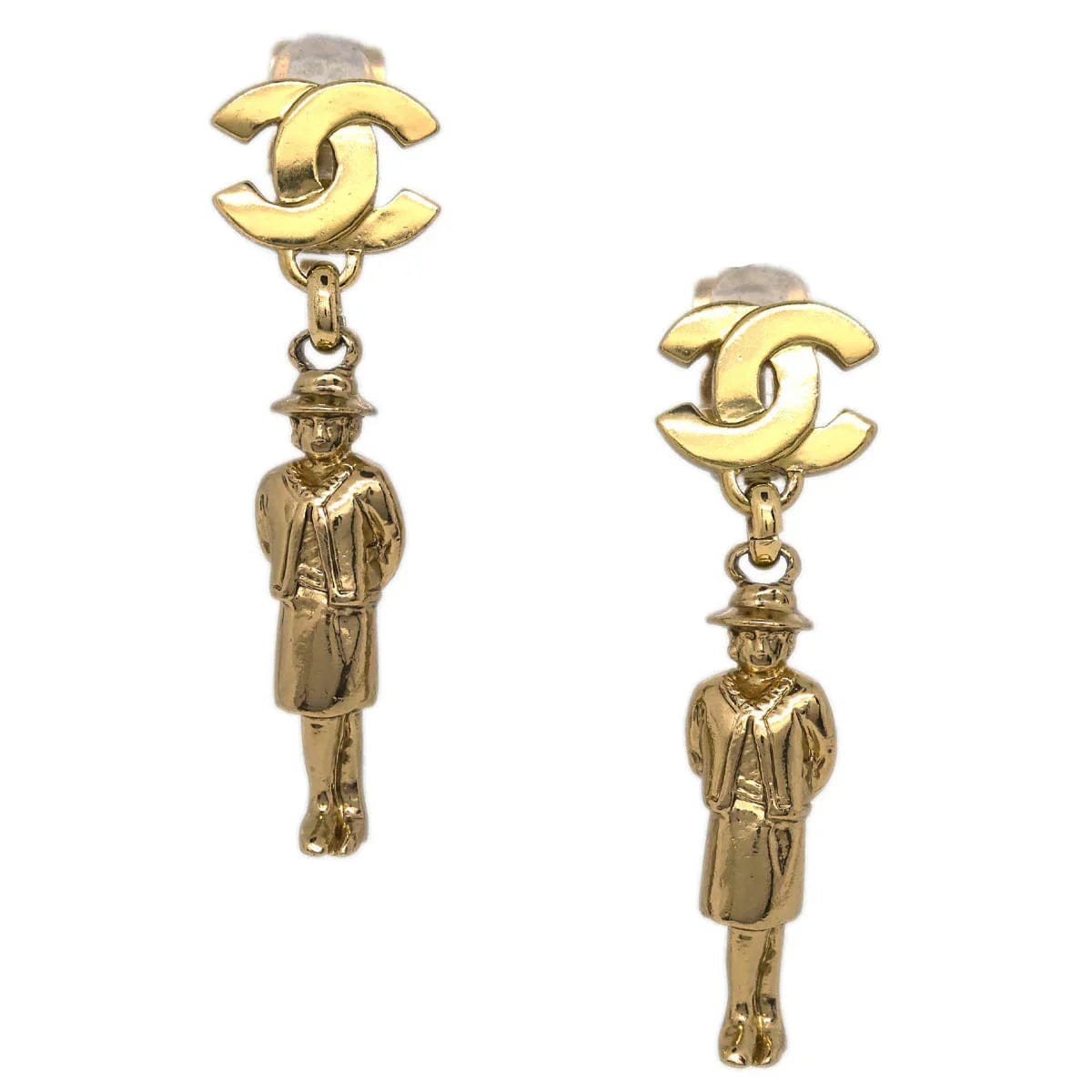 Chanel Dangle Earrings Clip - On Gold 02P