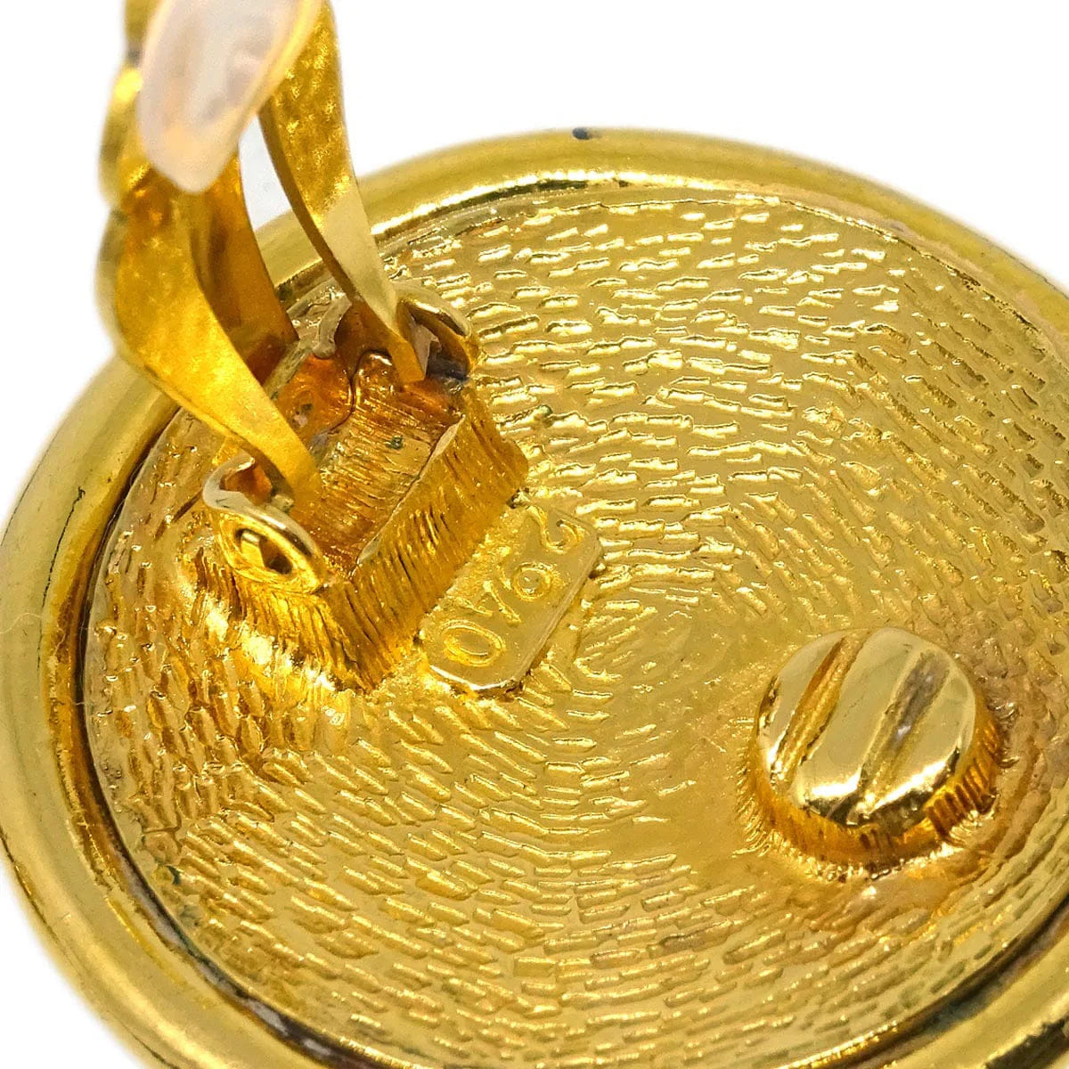 Chanel Button Earrings Clip - On Gold 2940/93P
