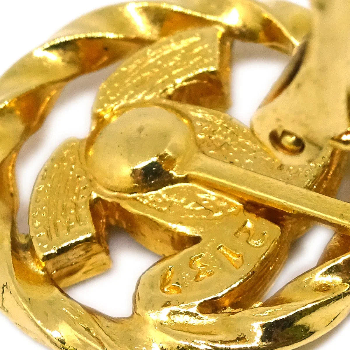Chanel Gold Button Earrings Clip - On Rhinestone 2137