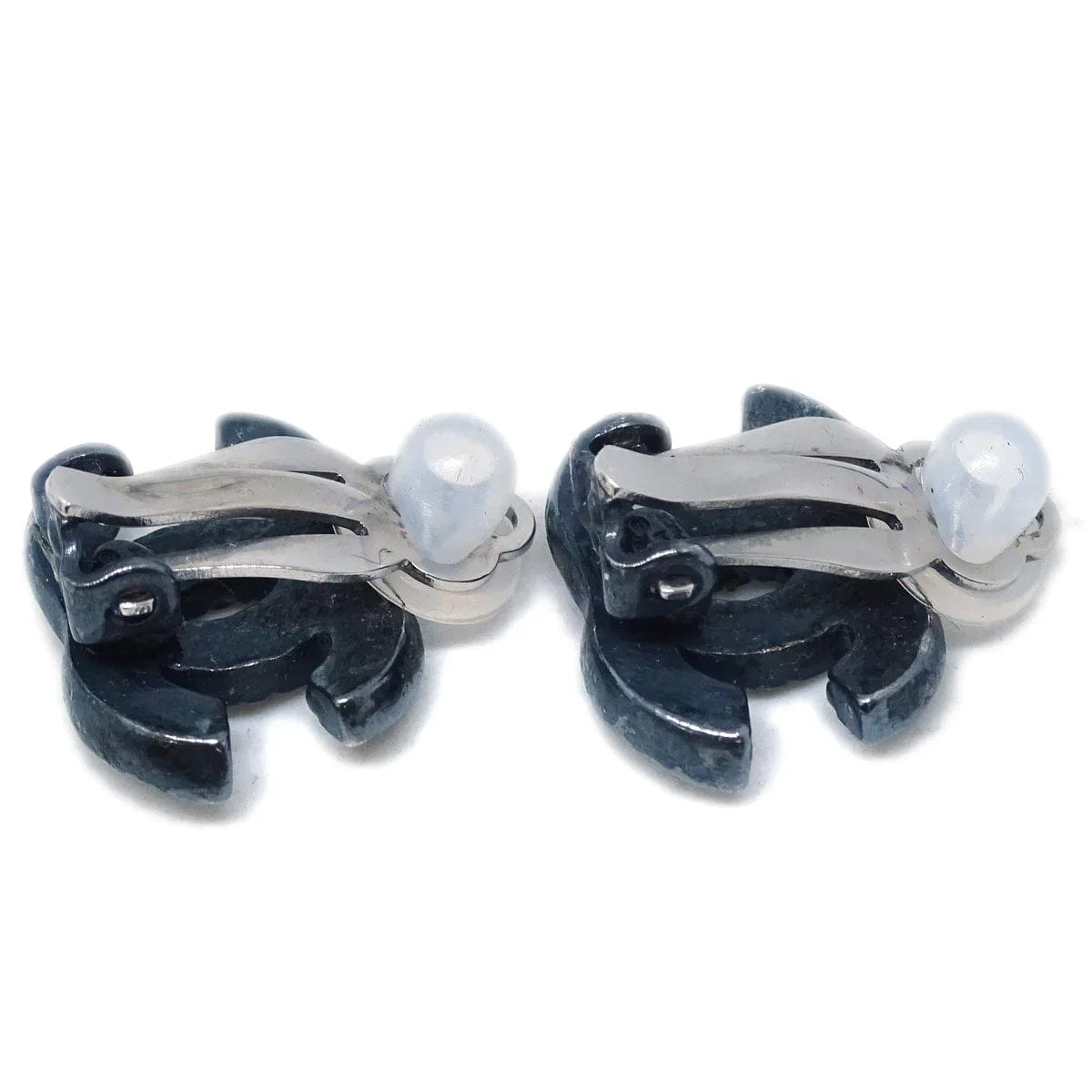 Chanel CC Earrings Clip - On Black Rhinestone 04A