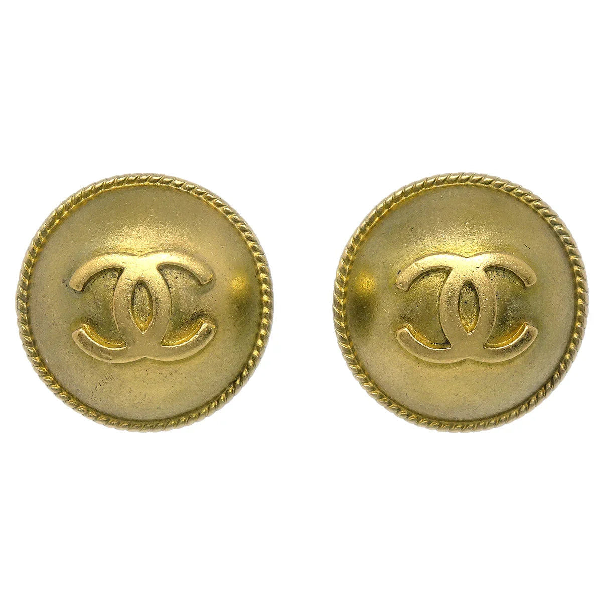 Chanel Button Earrings Gold Clip - On 94A