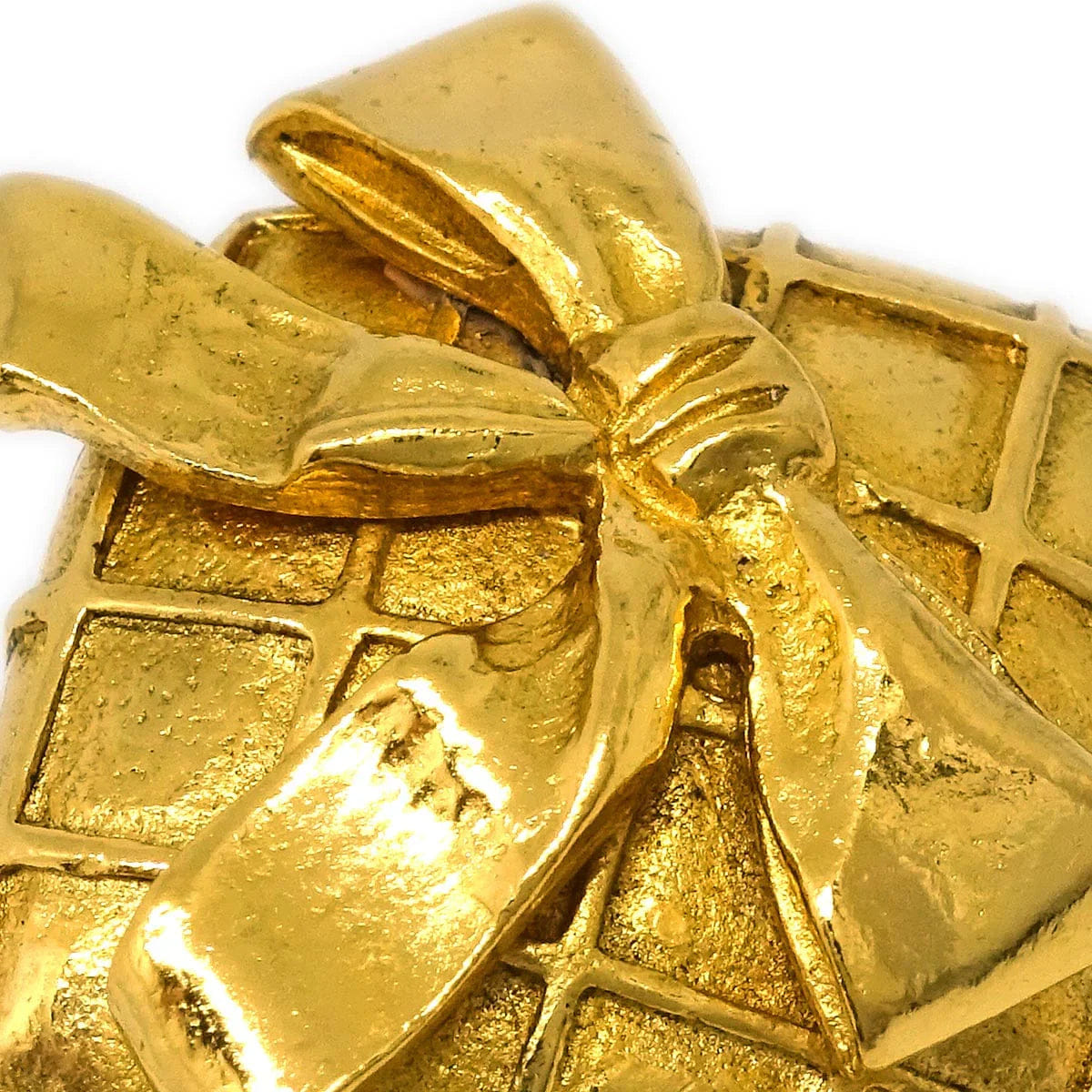 Chanel Rhombus Bow Earrings Clip - On Gold