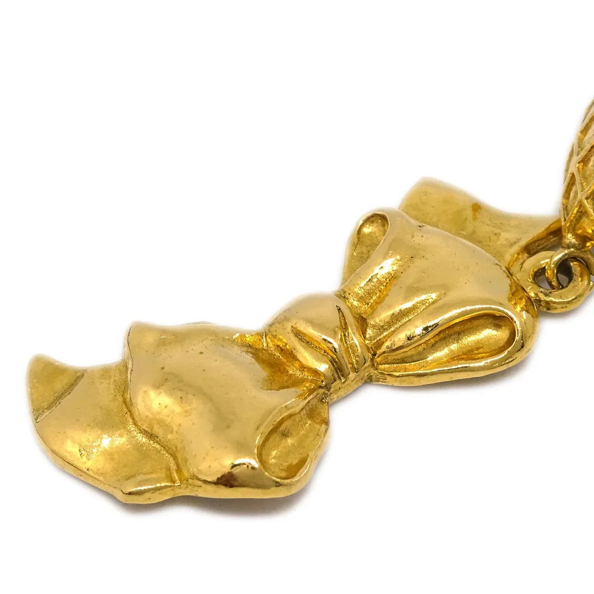 Chanel Bow Rhombus Dangle Earrings Clip - On Gold