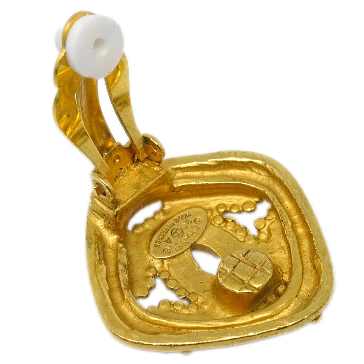 Chanel Rhombus Earrings Clip - On Gold 96A