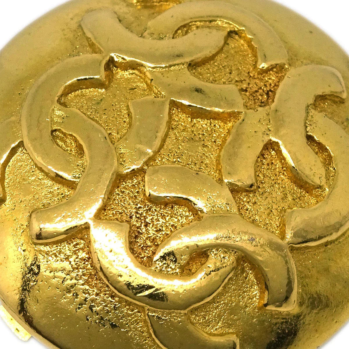 Chanel Button Earrings Clip - On Gold