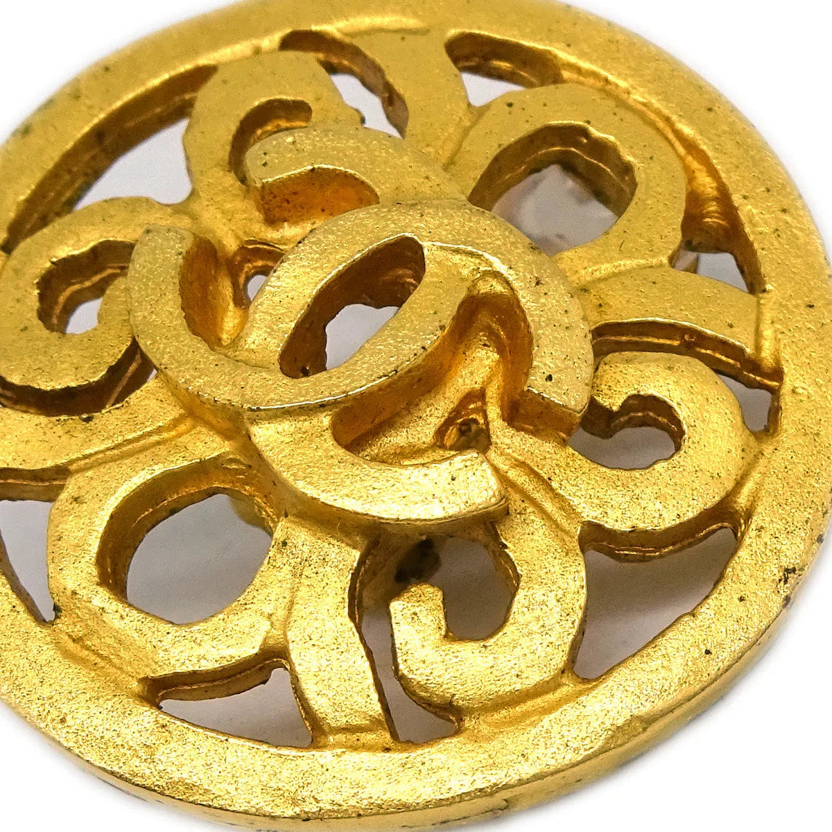Chanel 1995 Button Earrings Clip - On Gold 95P