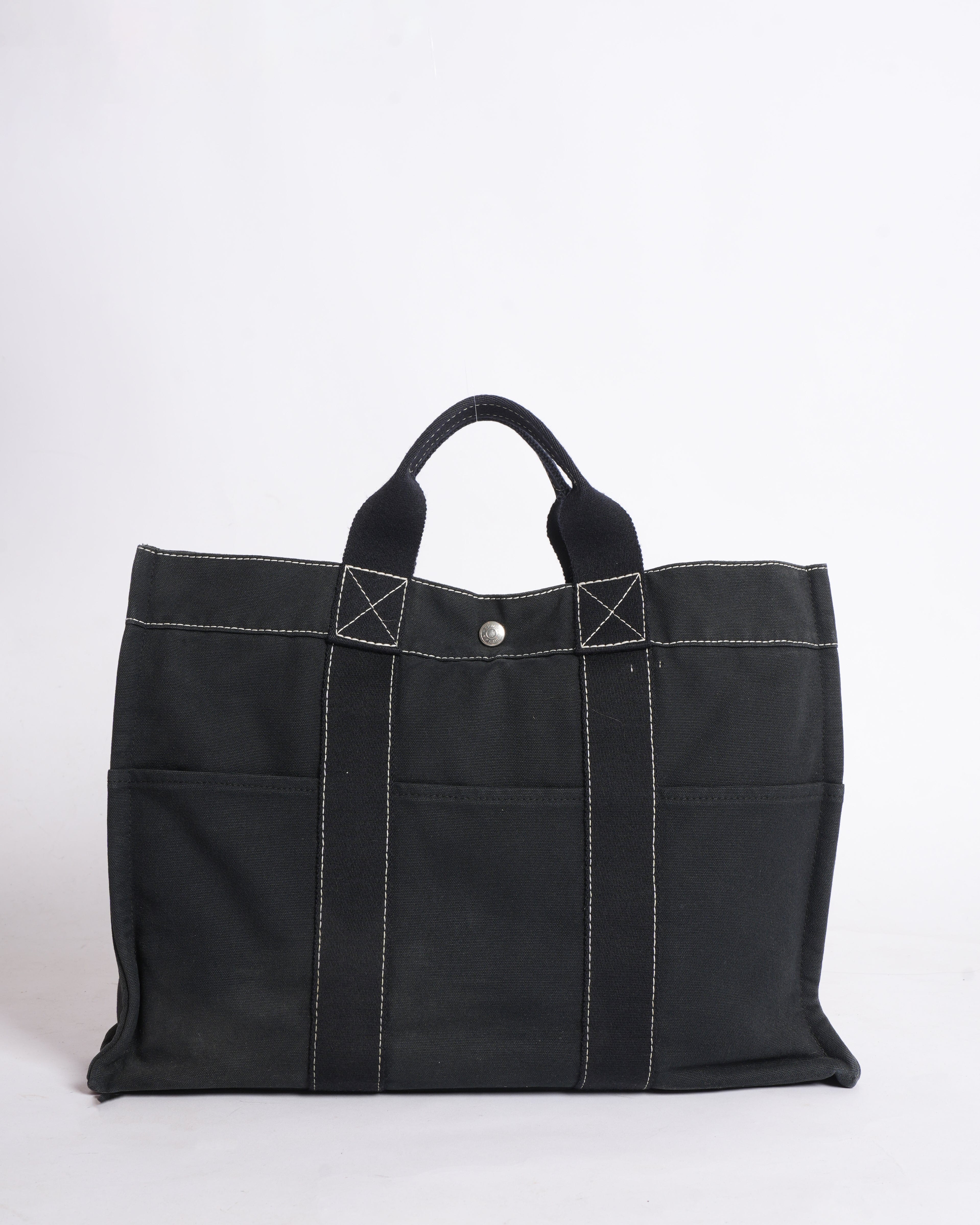 Hermes Black Canvas Fourre - Tout Holdall Tote Bag