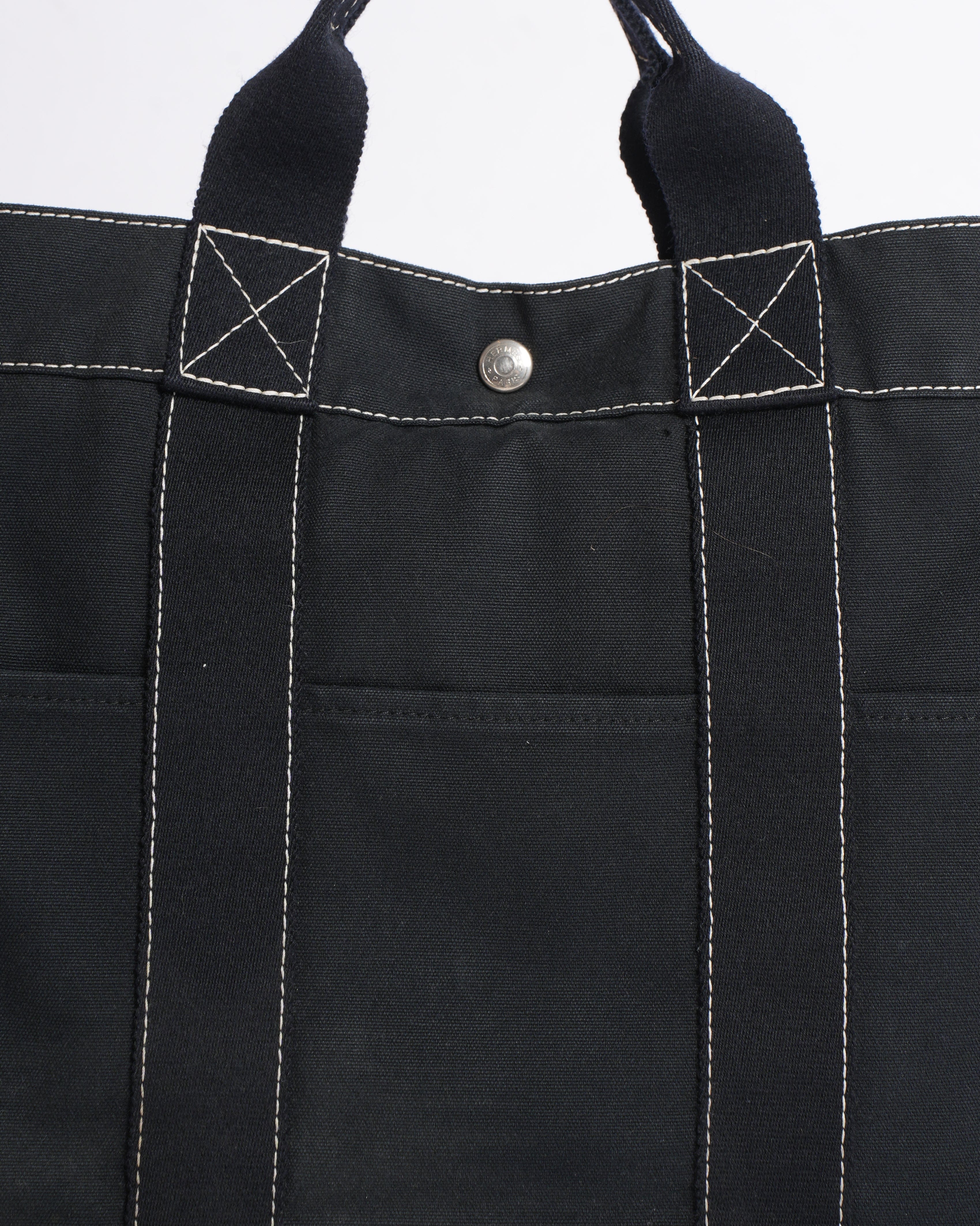 Hermes Black Canvas Fourre - Tout Holdall Tote Bag