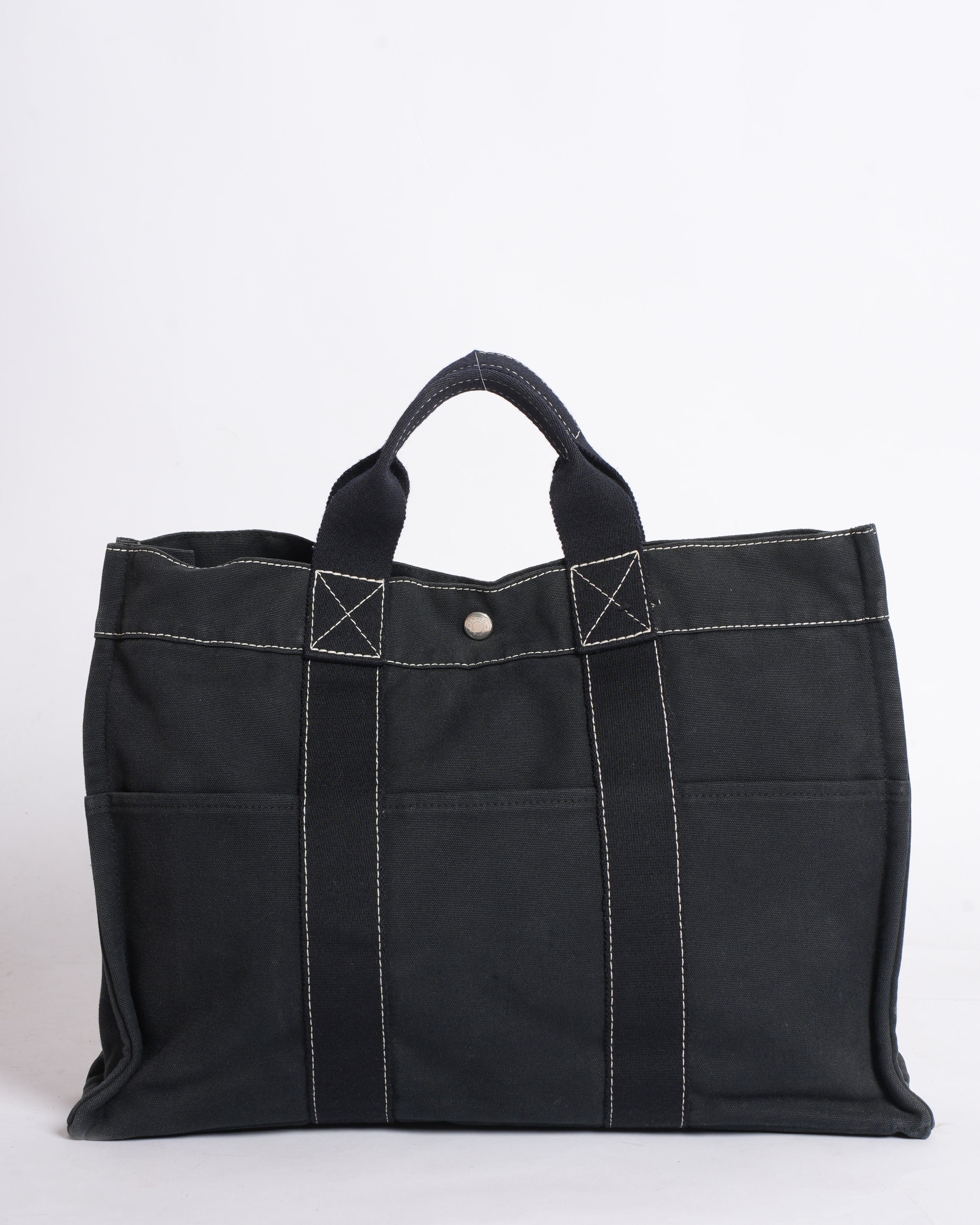Hermes Black Canvas Fourre - Tout Holdall Tote Bag