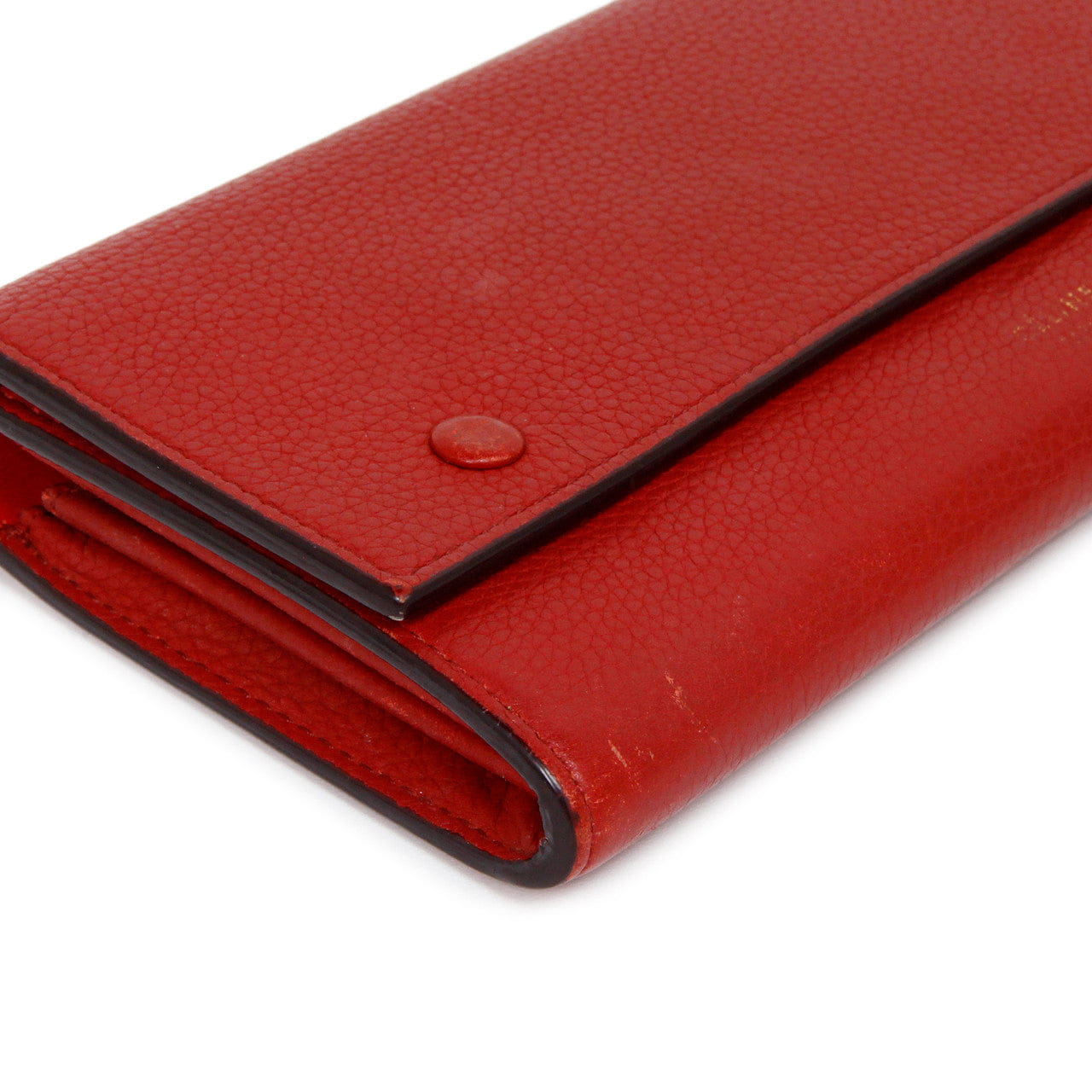 Celine Red Drummed Calfskin Large Multifunction Flap Wallet
