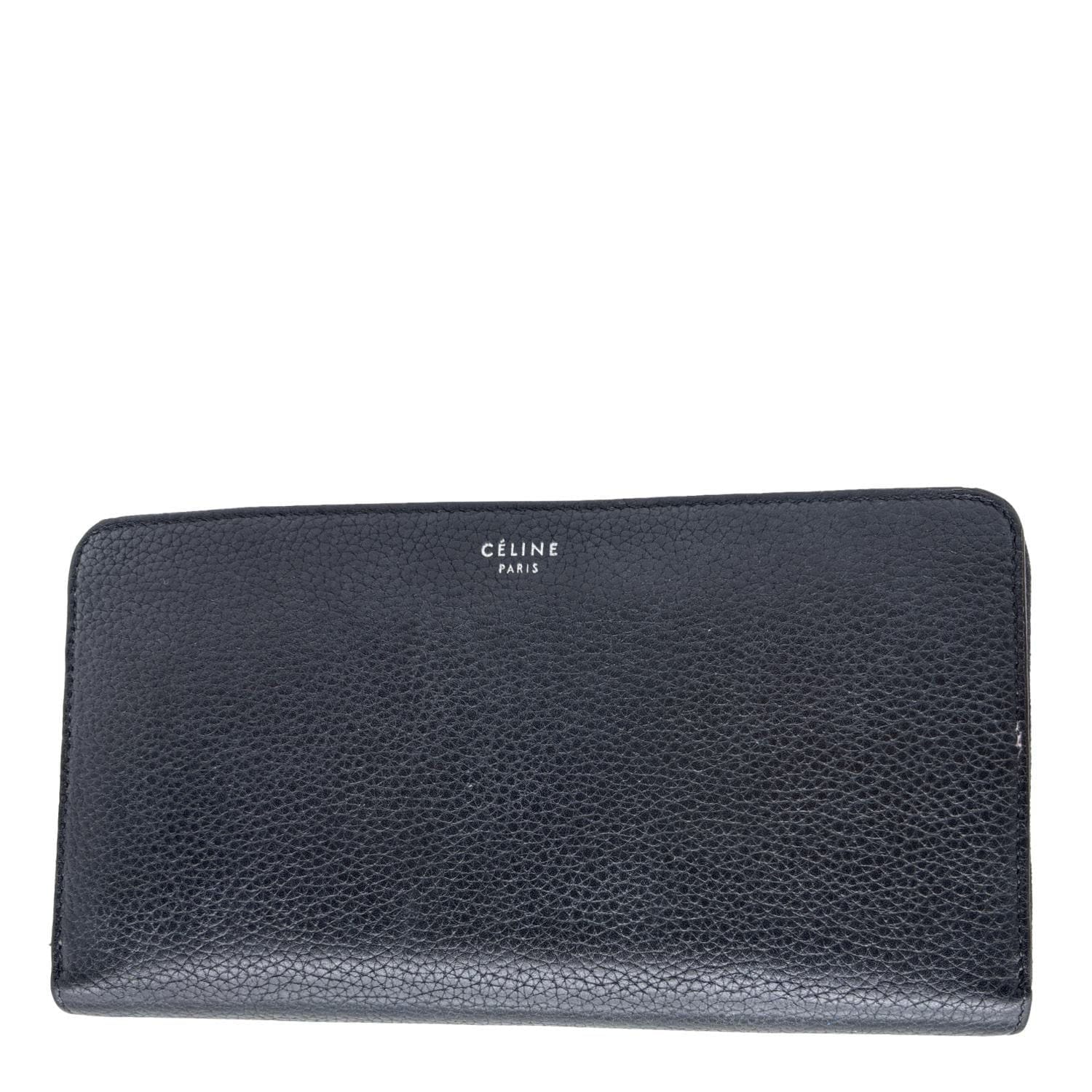 CELINE Zipped Around Large Calfskin Leather Multifunction Wallet Black