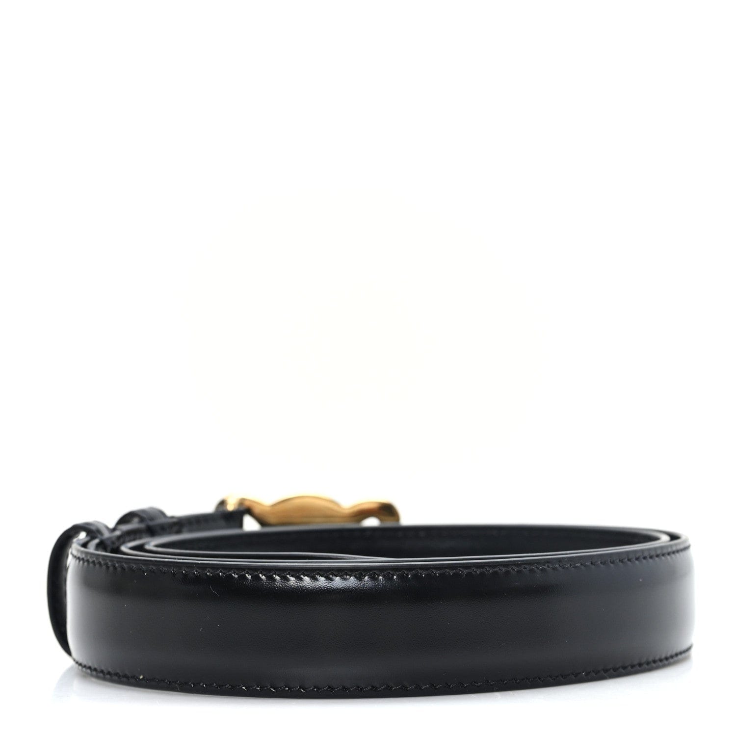 Celine Box Calfskin Medium 25 mm Triomphe Belt Black 80 32 Black