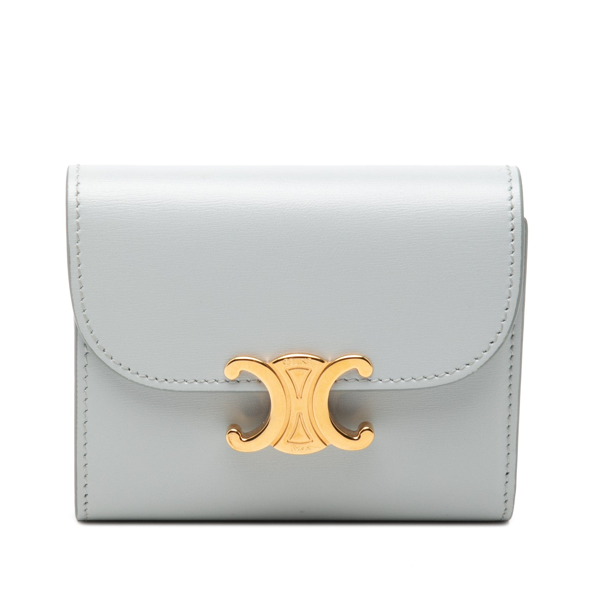 Celine Shiny Calfskin Triomphe Flap Small Wallet