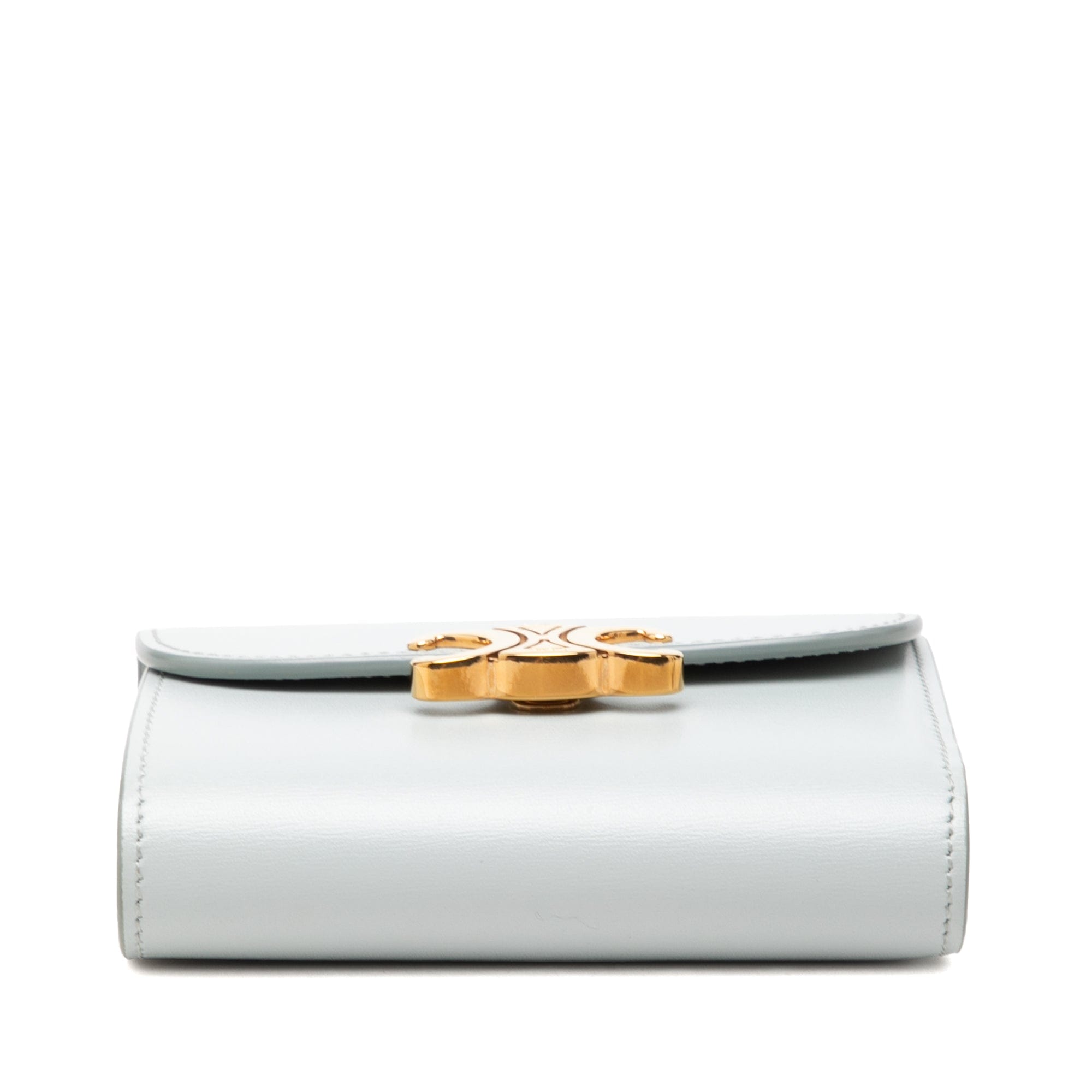 Celine Shiny Calfskin Triomphe Flap Small Wallet