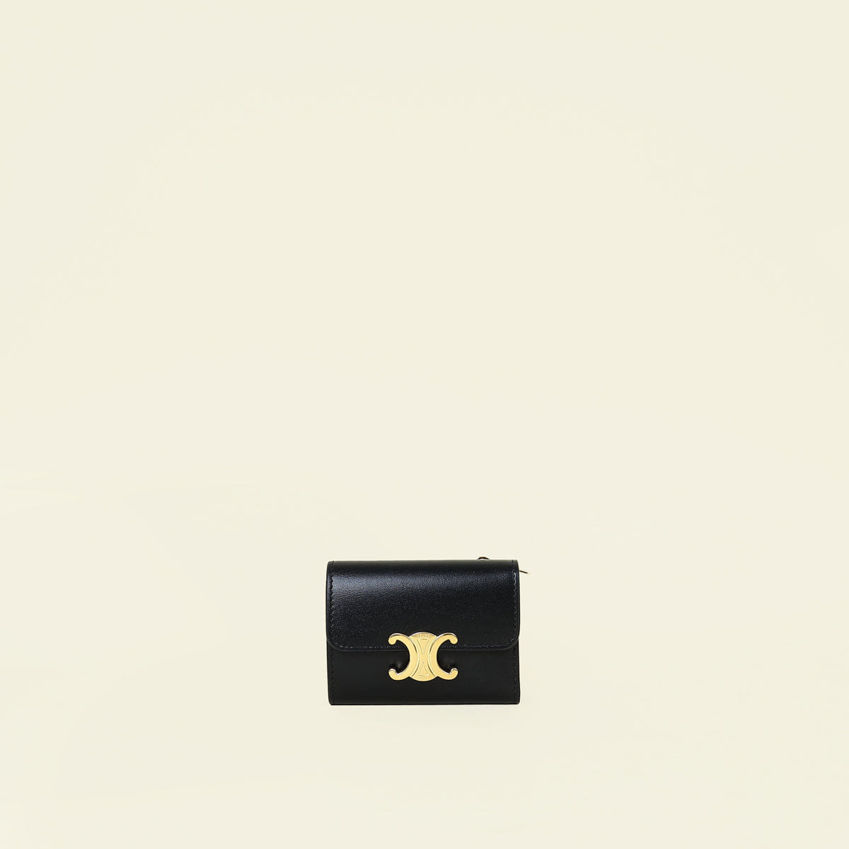 Celine Black Compact Wallet with Coin Triomphe