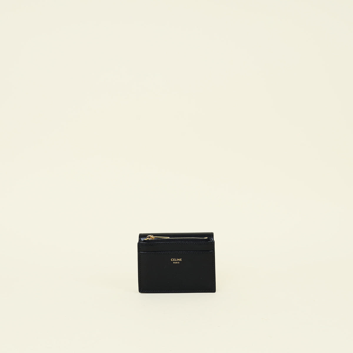 Celine Black Compact Wallet with Coin Triomphe