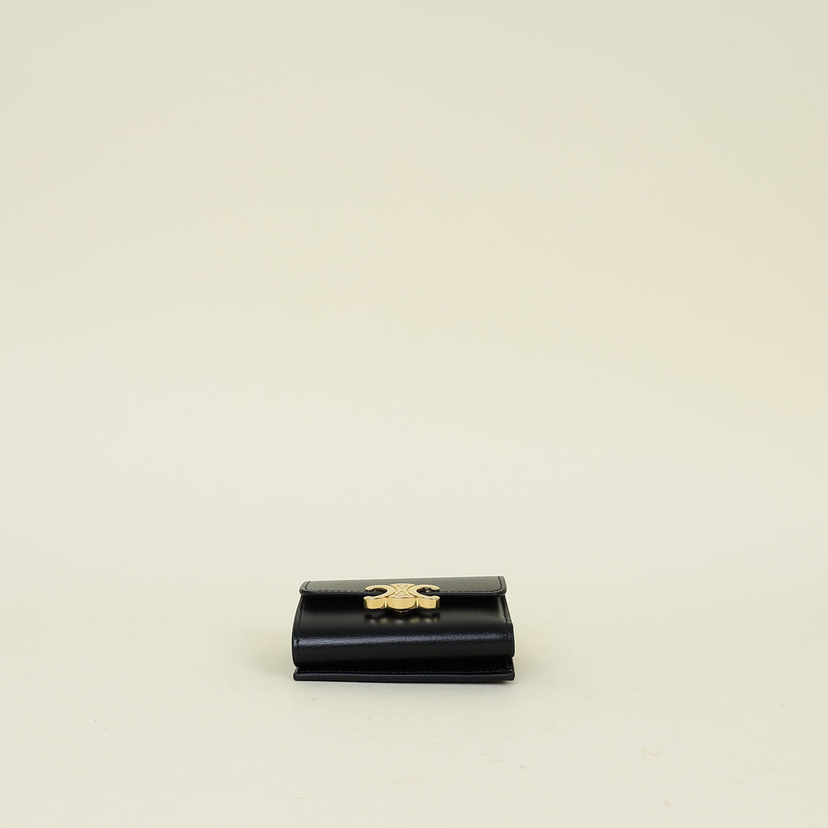 Celine Black Compact Wallet with Coin Triomphe