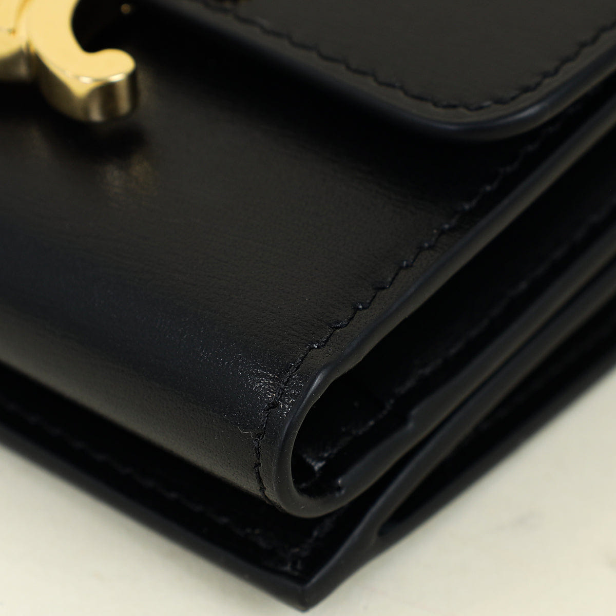 Celine Black Compact Wallet with Coin Triomphe