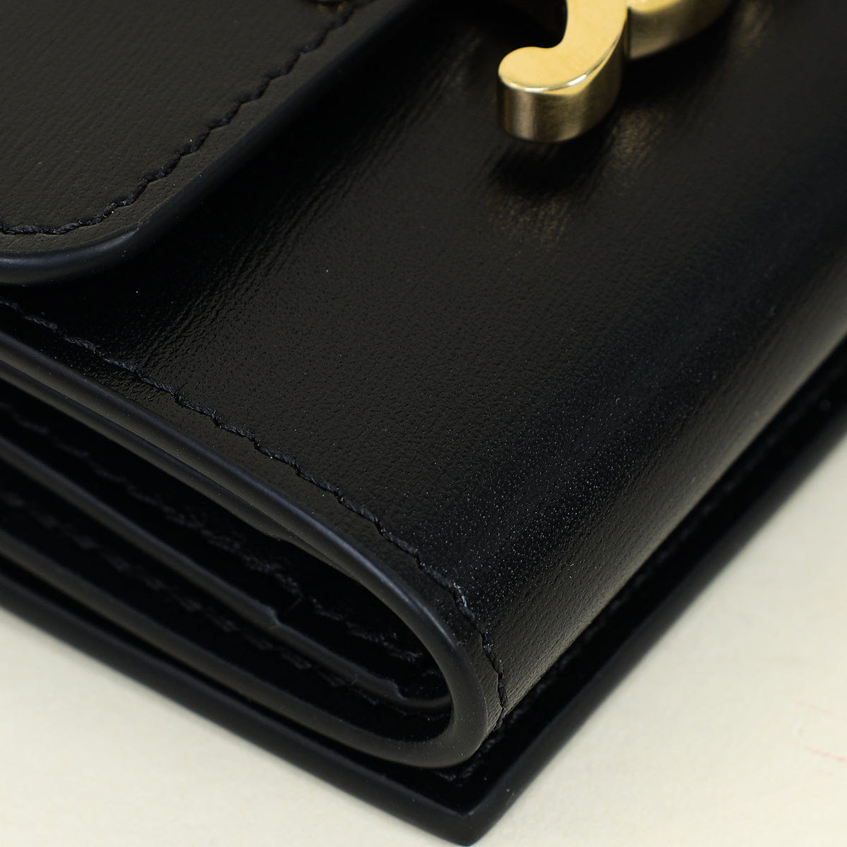 Celine Black Compact Wallet with Coin Triomphe