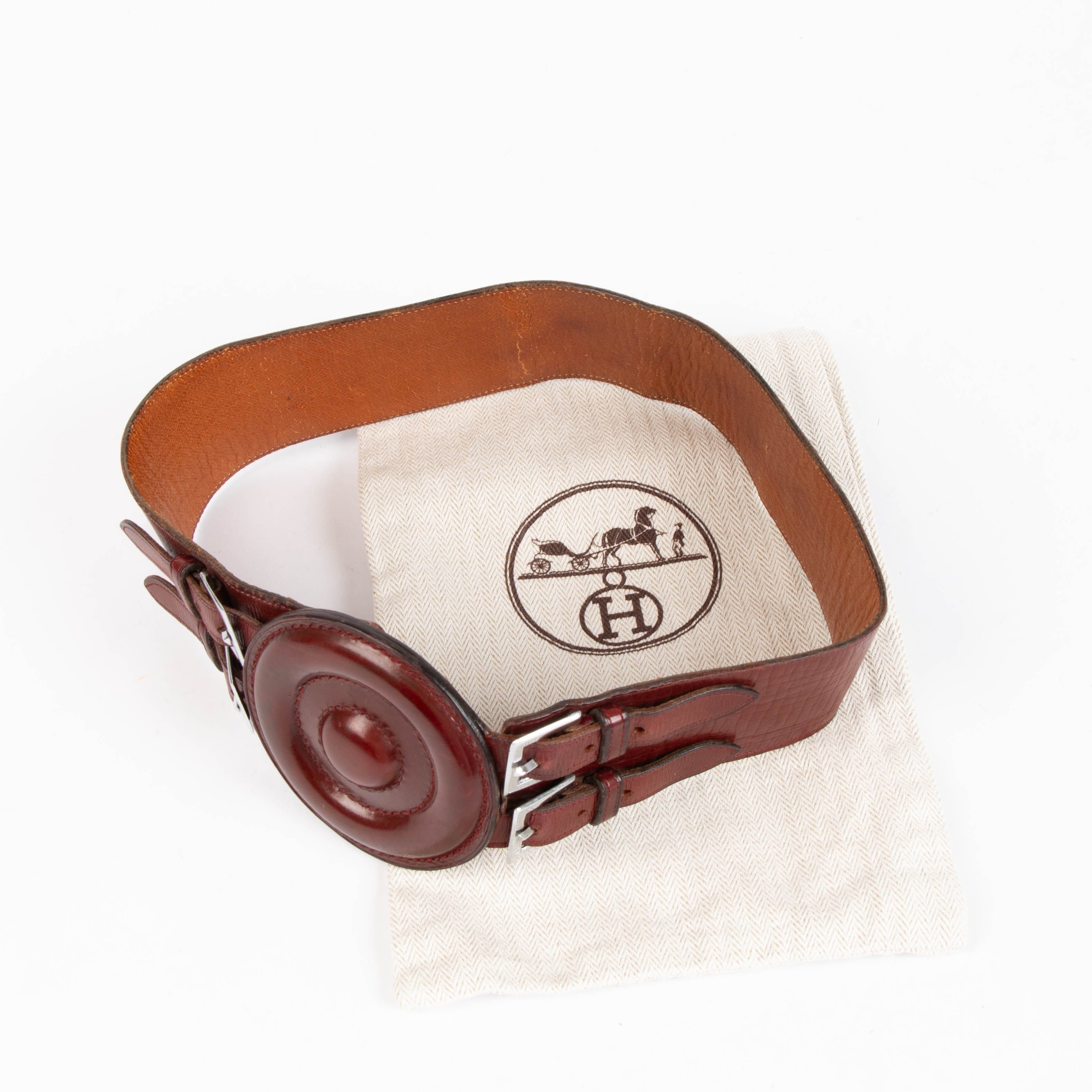 Hermès Vintage Bordeaux Leather Equestrian Girth Strap