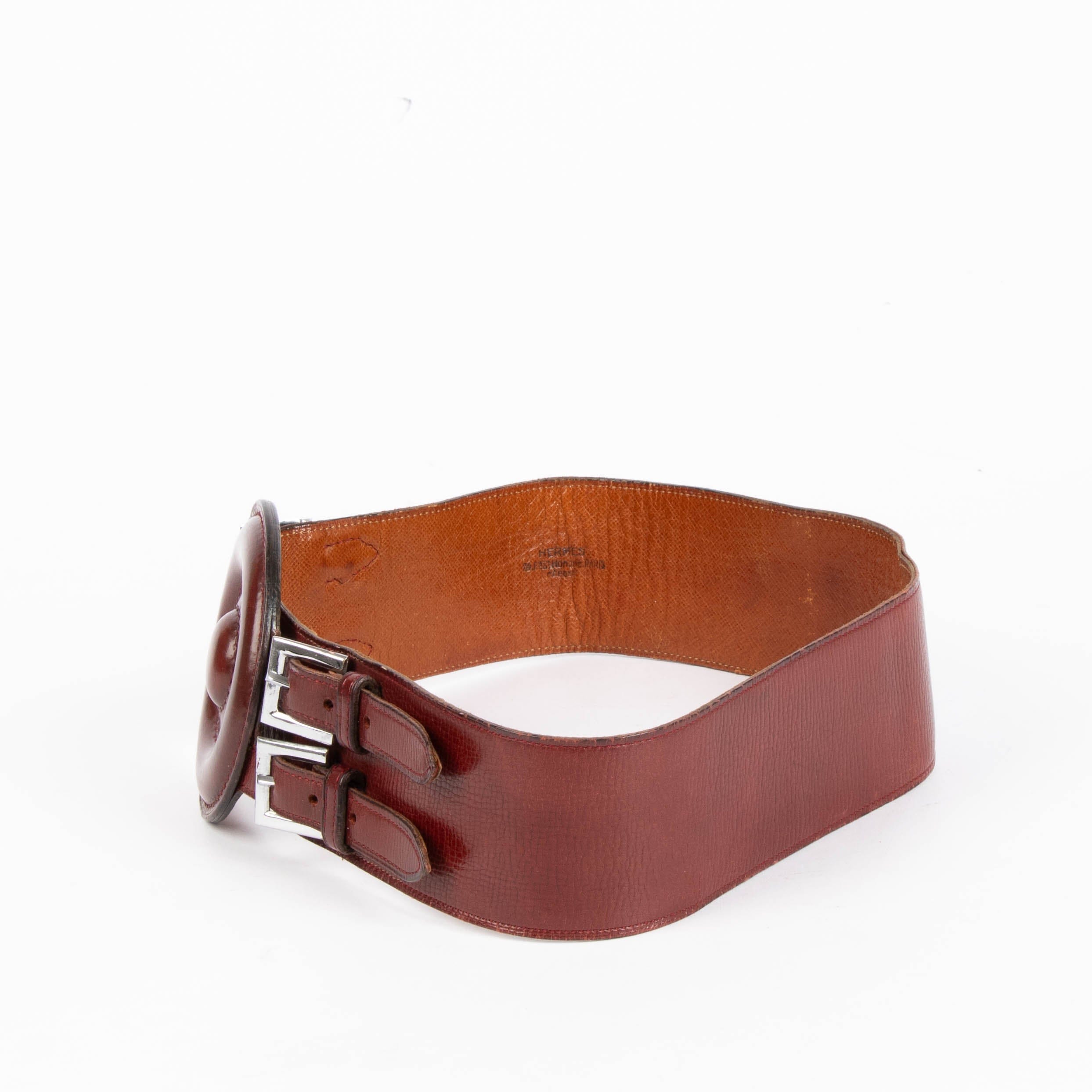 Hermès Vintage Bordeaux Leather Equestrian Girth Strap