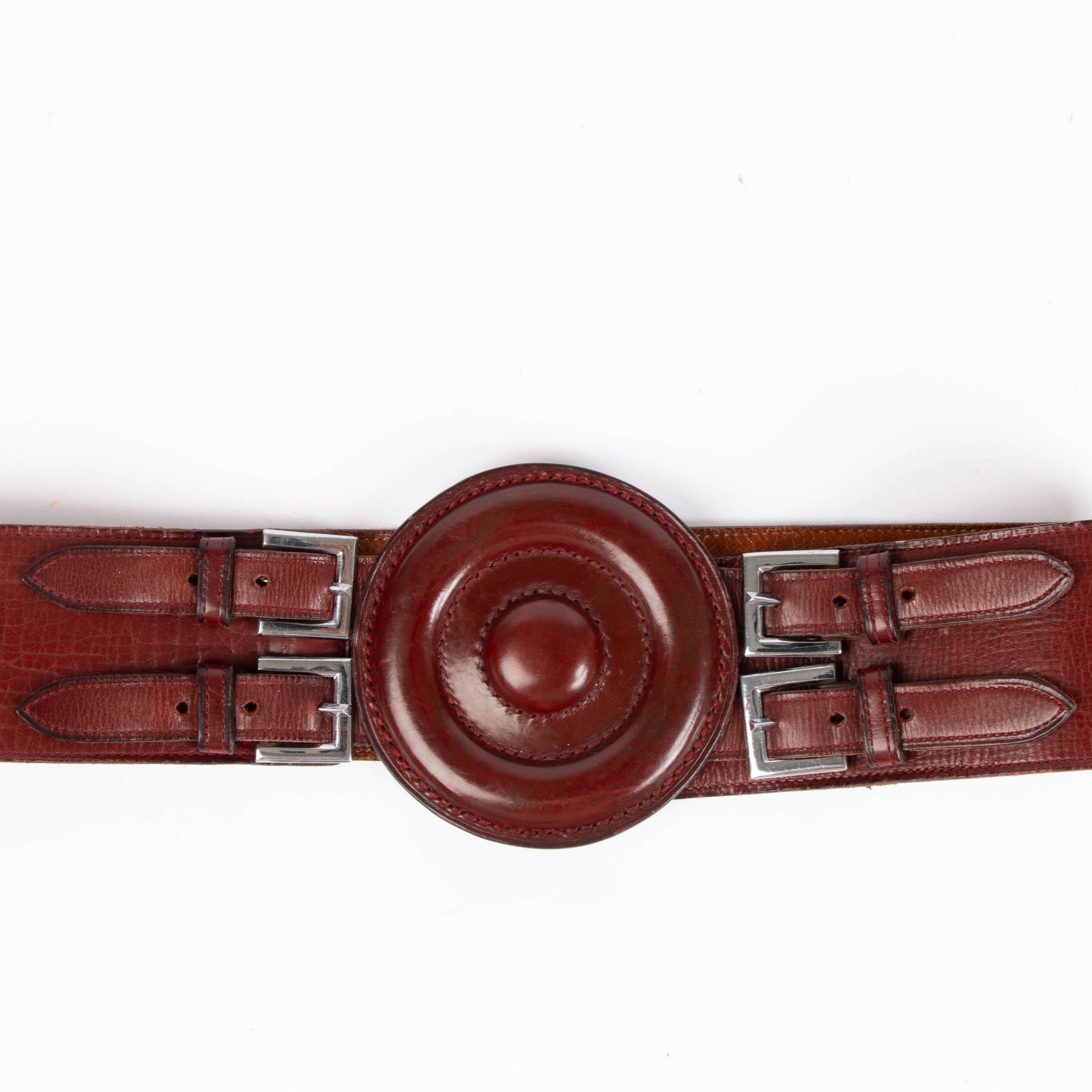 Hermès Vintage Bordeaux Leather Equestrian Girth Strap