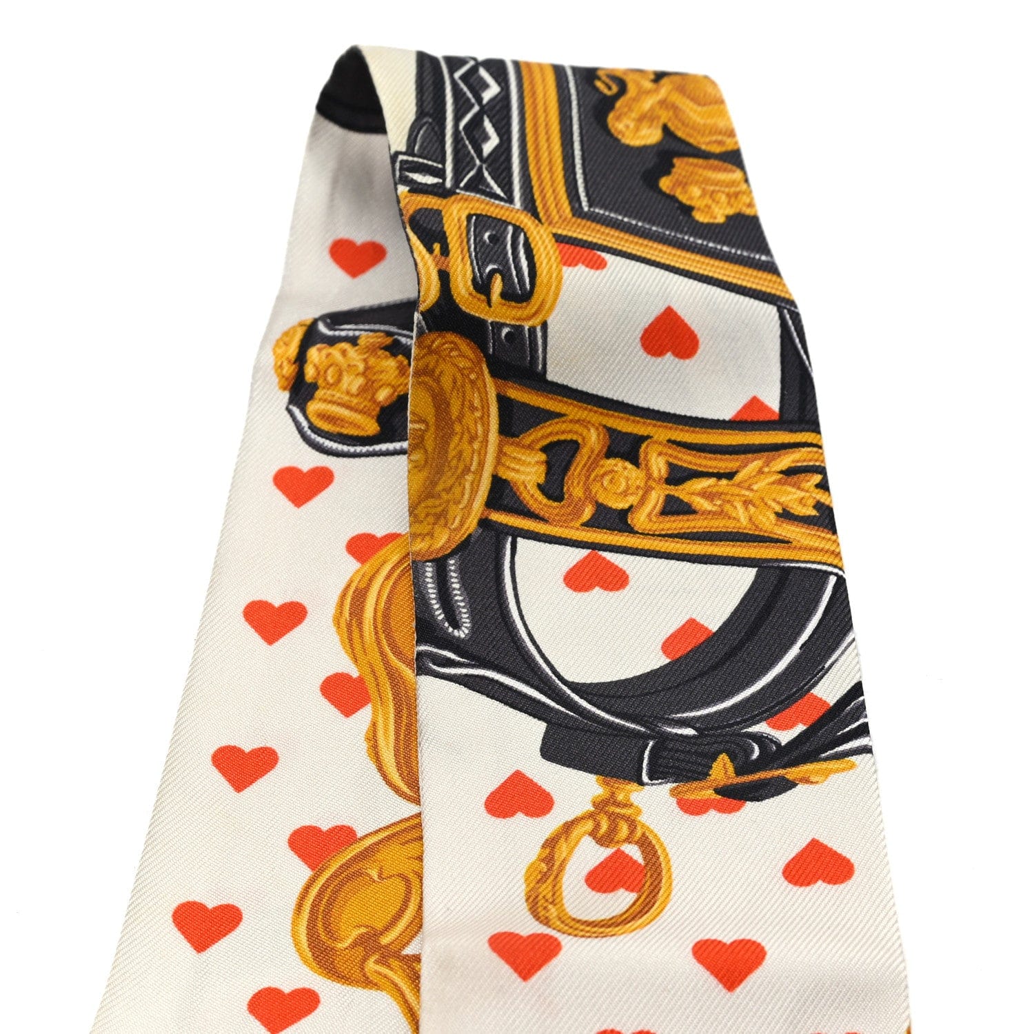 Hermes Silk Brides de Gala Love Twilly Creme Vieil Or Black