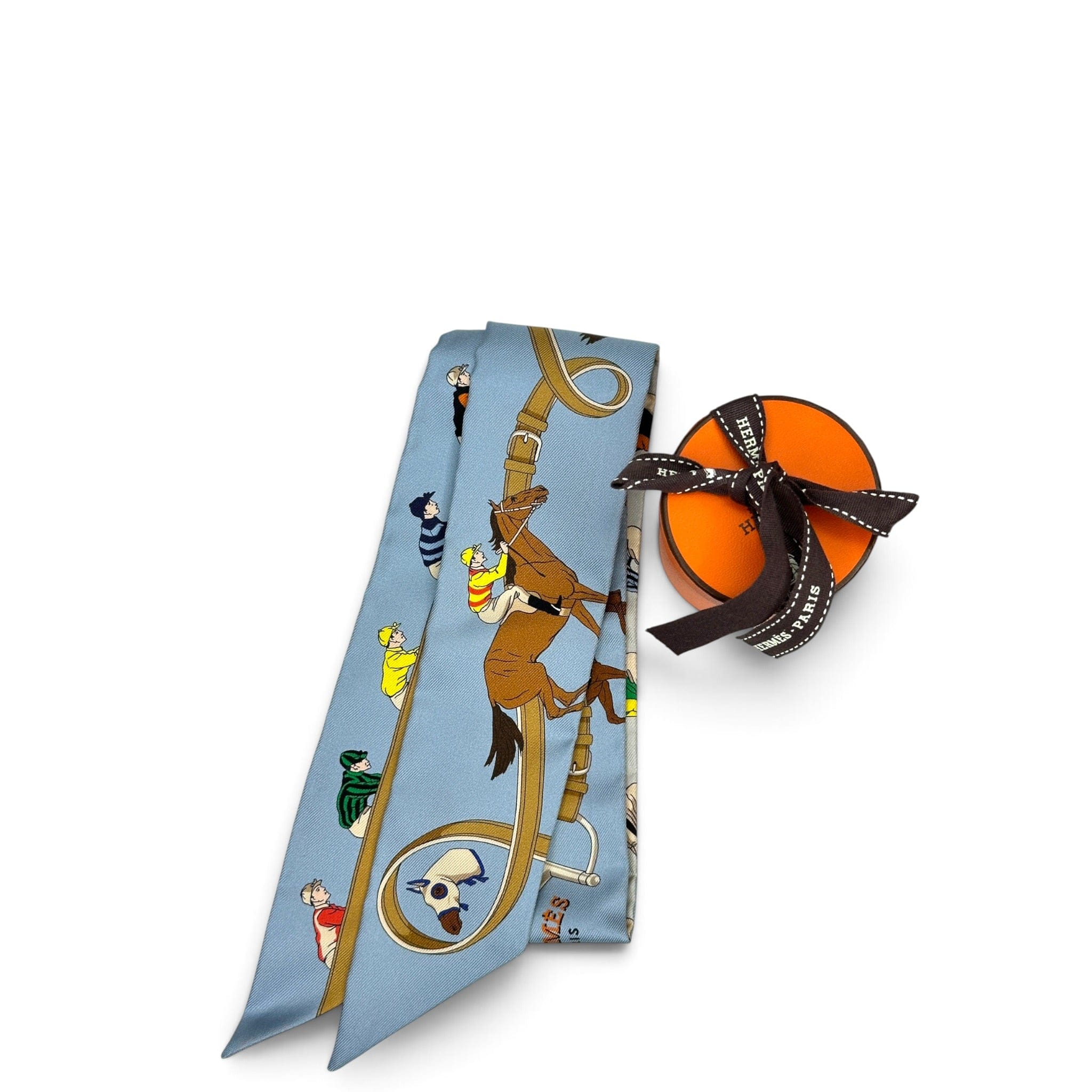 Hermes Turf Bleu Ciel Twilly Silk Ribbon