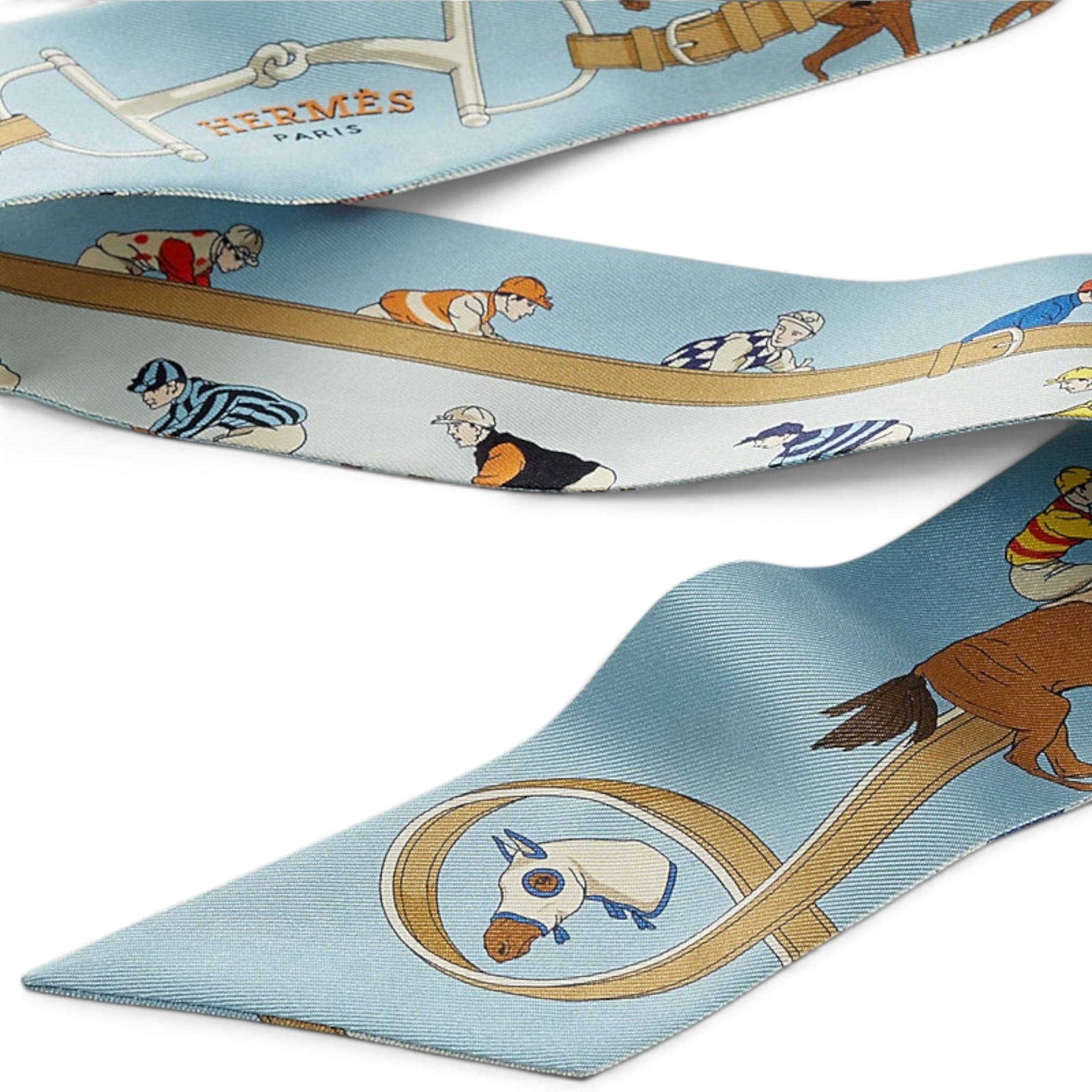 Hermes Turf Bleu Ciel Twilly Silk Ribbon