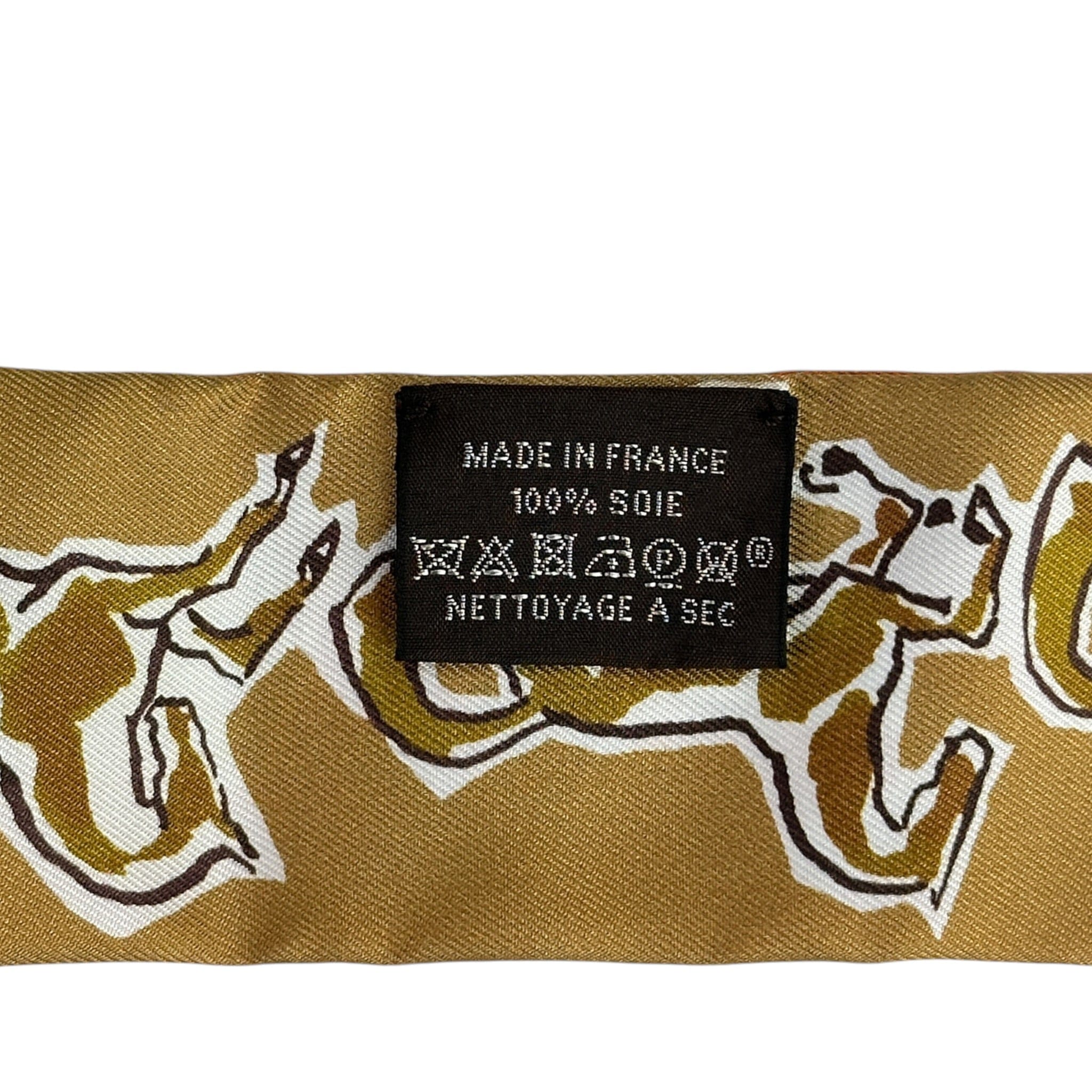 Hermes Chevaux Liberte Orange Twilly Silk Ribbon