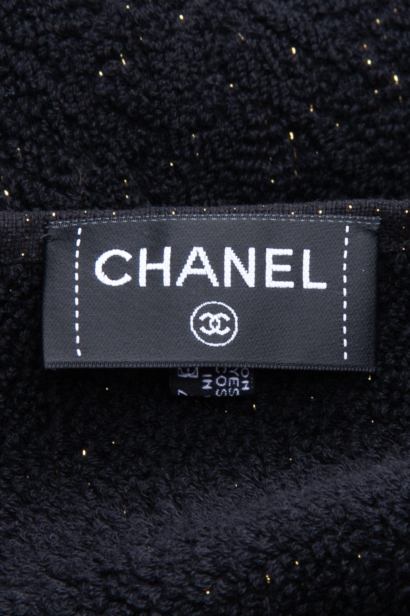 CHANEL CC Logo Black Beach Towel