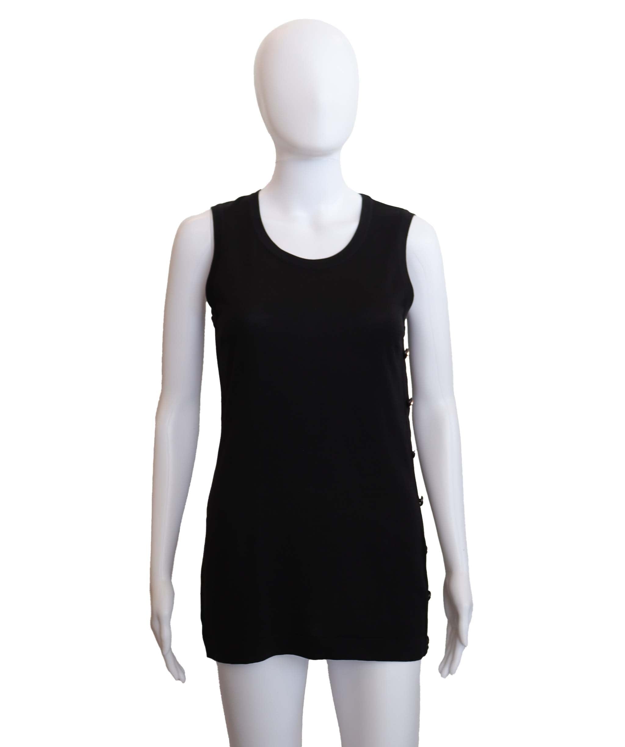 Chanel Coco Button Black Sleeveless Top Size 34 DXBS3674