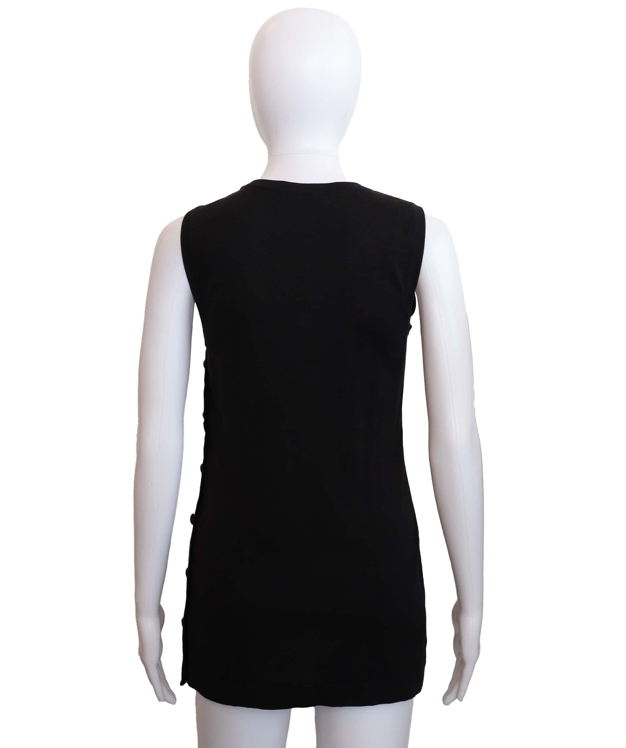Chanel Coco Button Black Sleeveless Top Size 34 DXBS3674