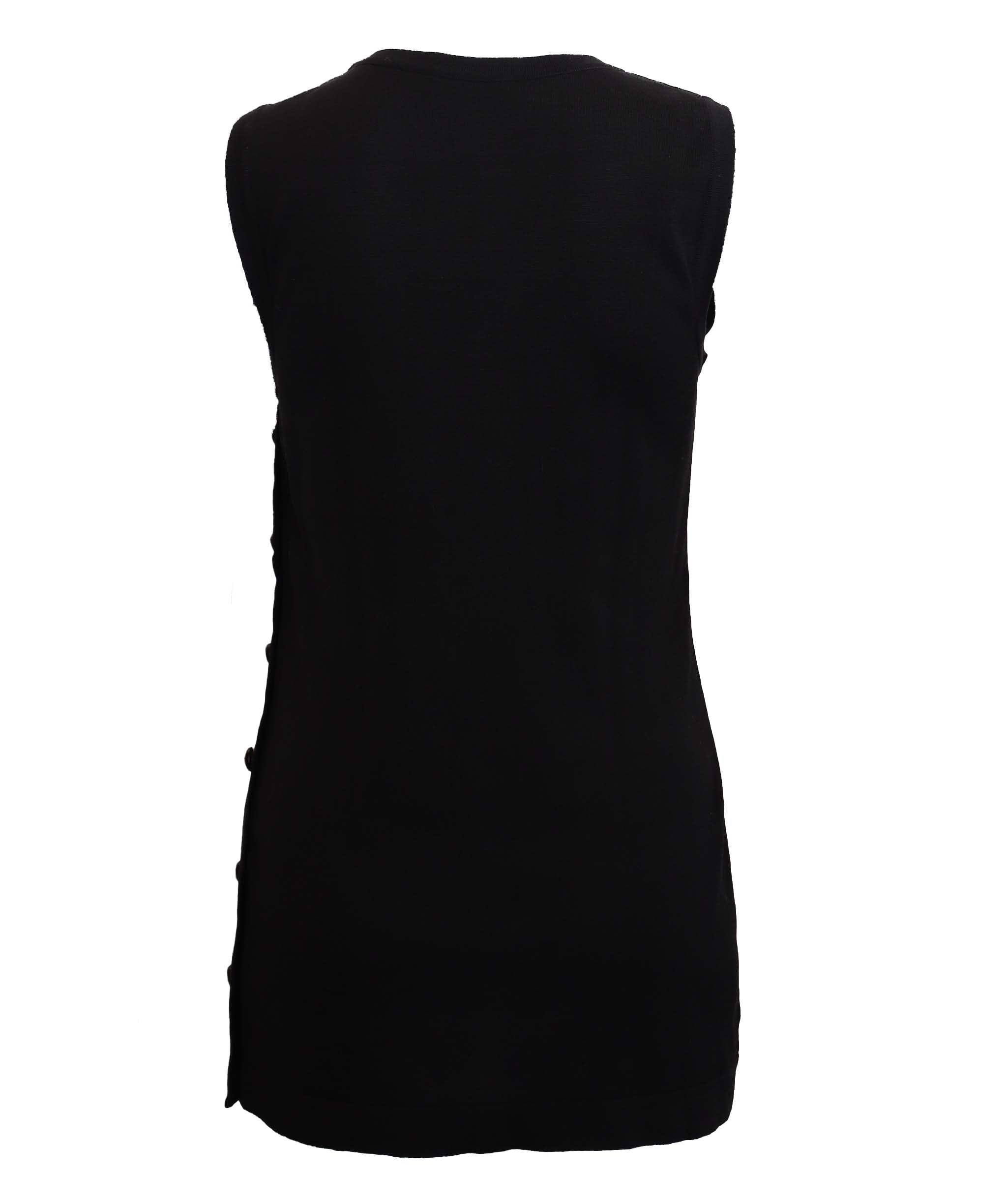 Chanel Coco Button Black Sleeveless Top Size 34 DXBS3674