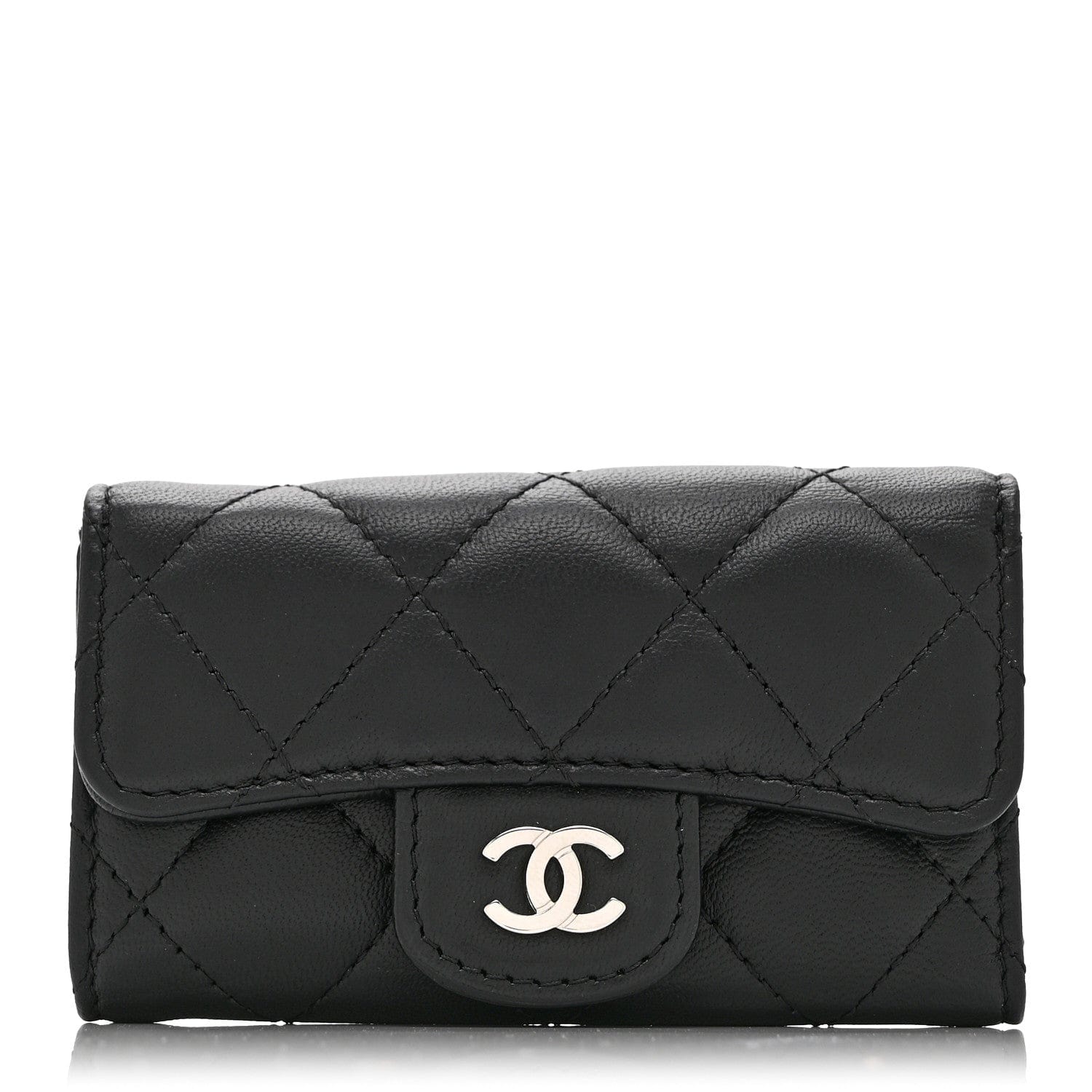 Chanel Lambskin Quilted 6 Key Holder Black