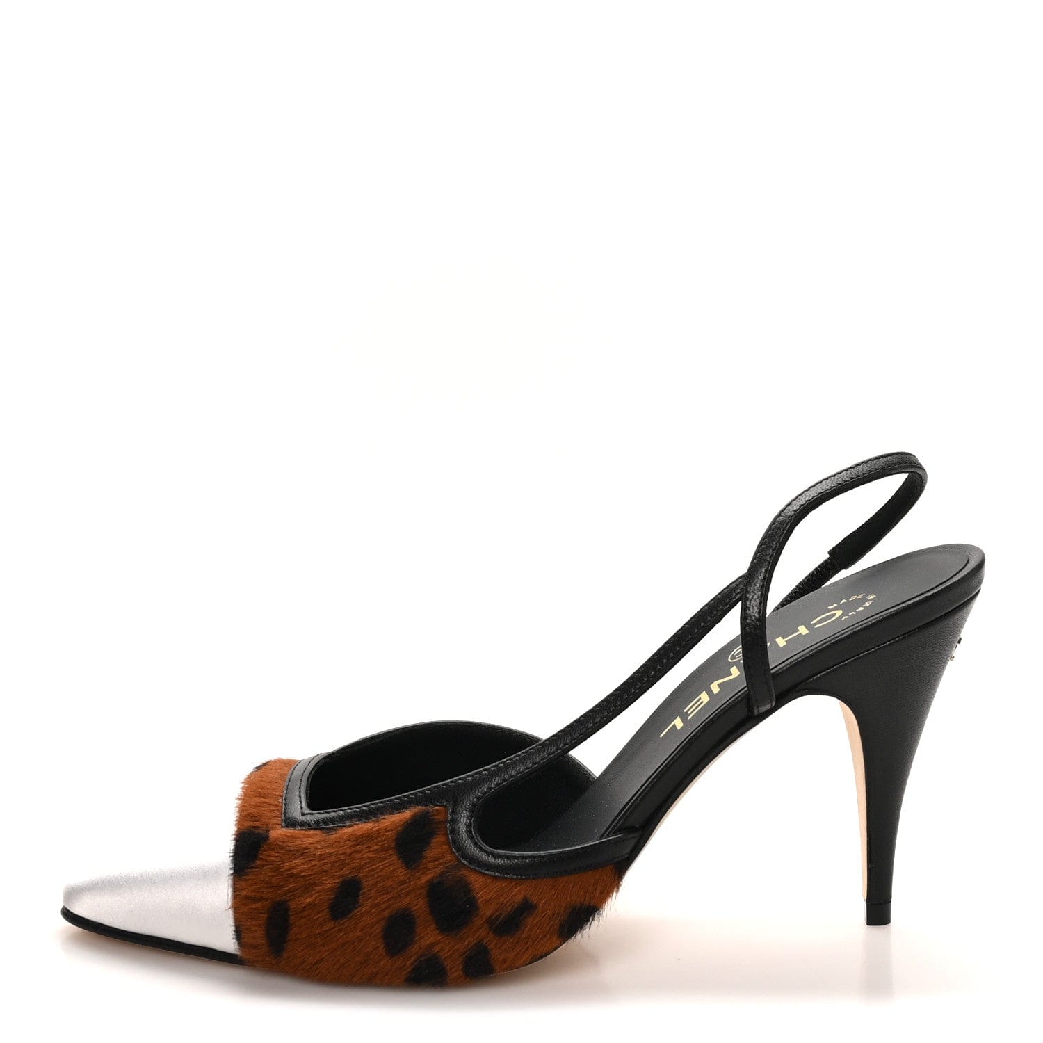 Chanel Lambskin Mixed Fibers Cap Toe CC Slingback Flats 37 Brown Black White 38 Brown Black White